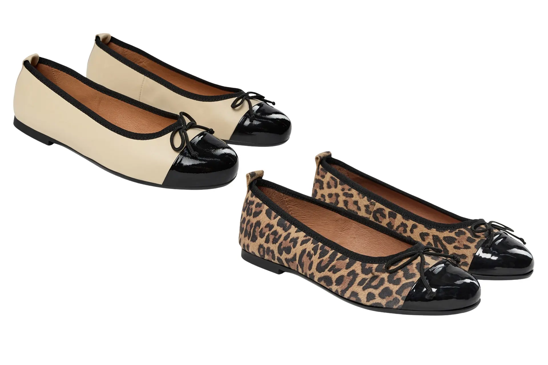 Kahdet kaksiväriset ballerinat