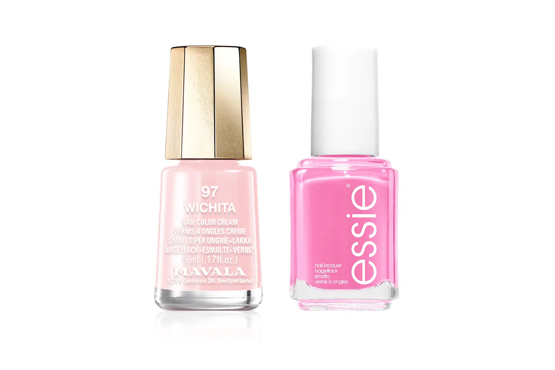 Kaksi vaaleanpunaista kynsilakkaa