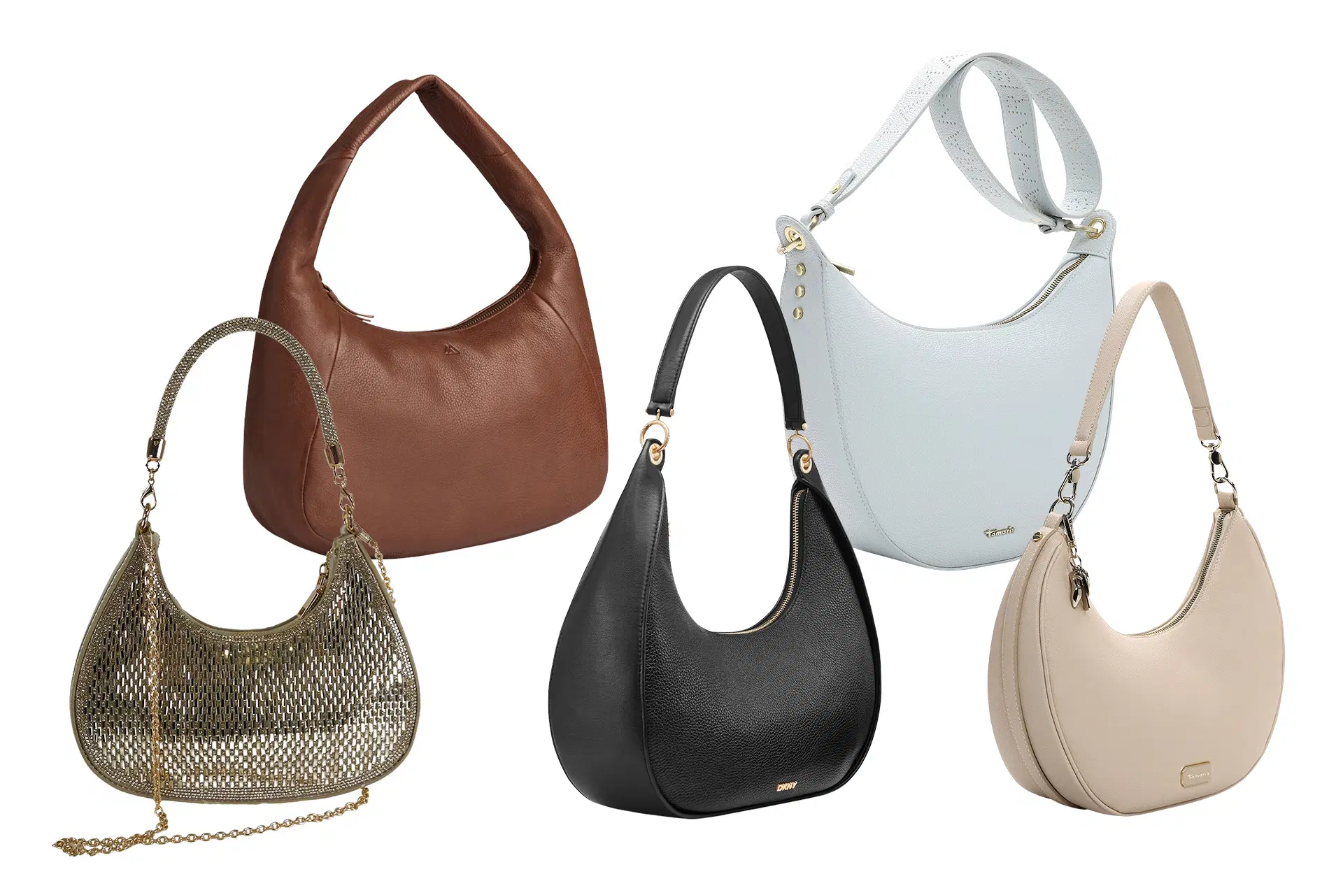 Puolikuun mallisia käsilaukkuja