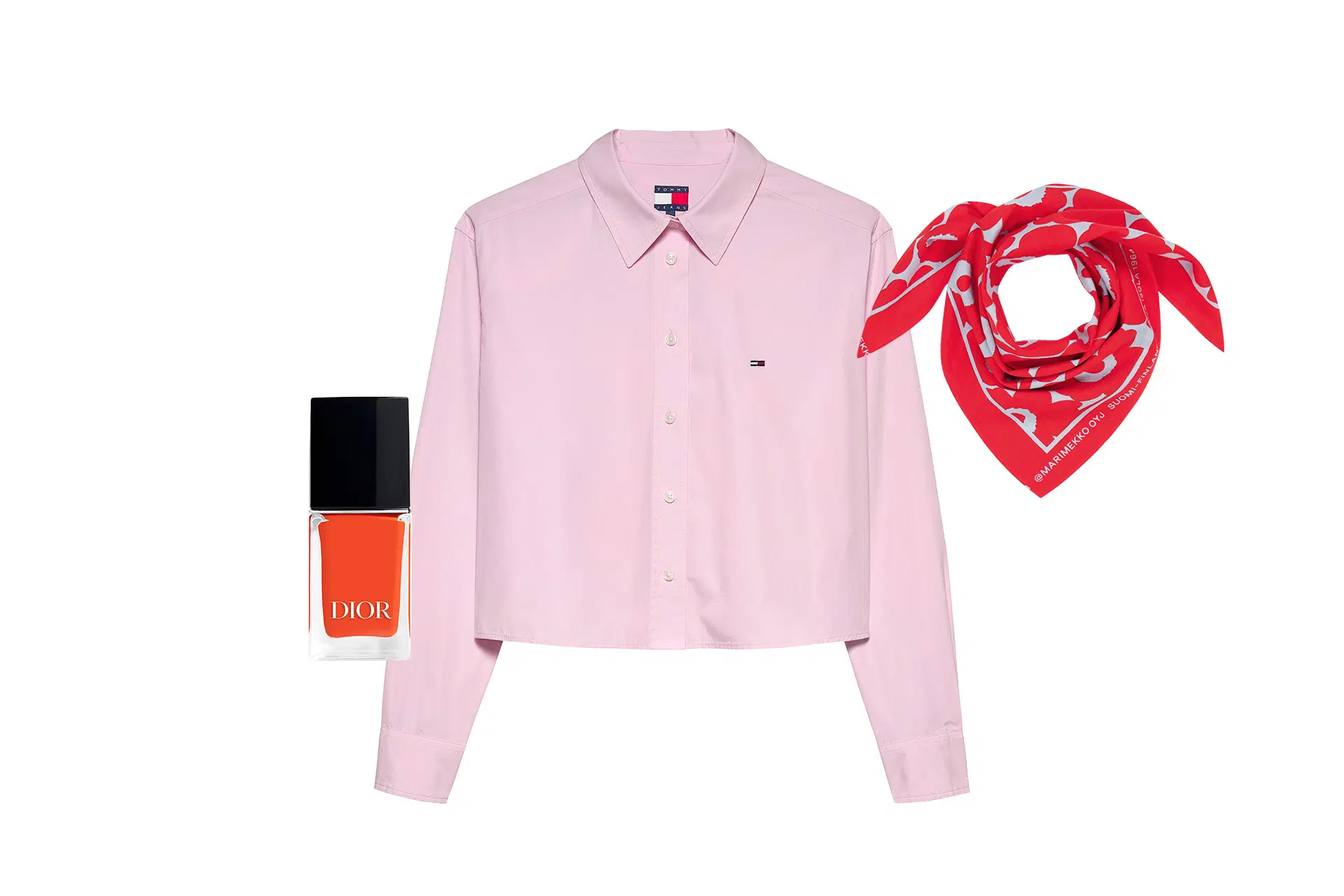 Värikkäitä vaatteita ja asusteita.