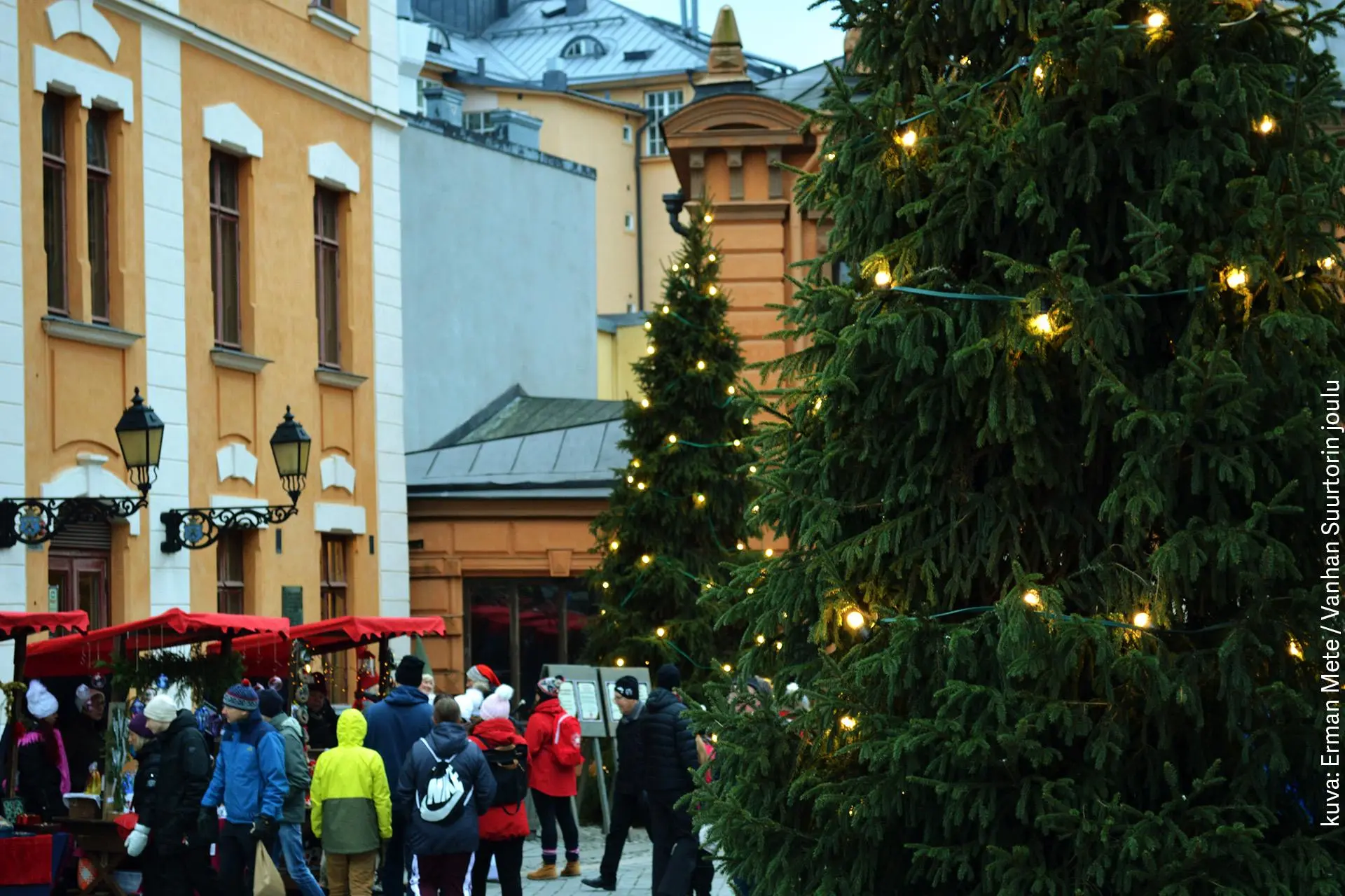 Joulukuusia Turun Vanhalla Suurtorilla
