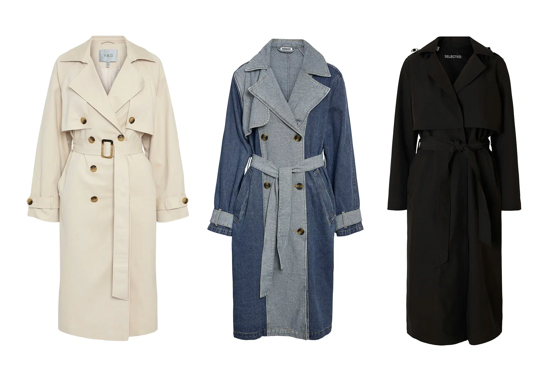 Kolme erilaista trenssitakkia