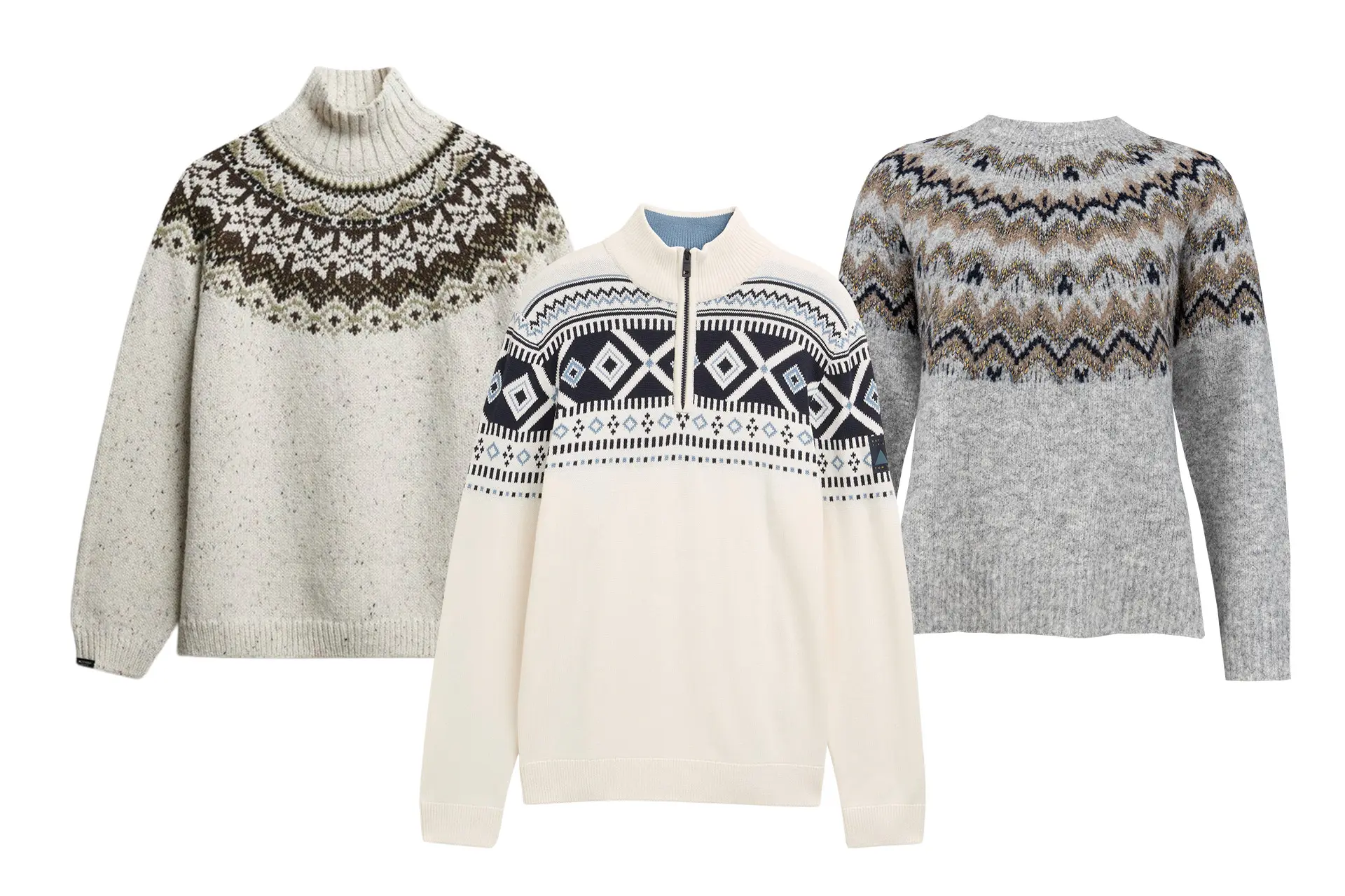 Kolme neuletta rivissä.