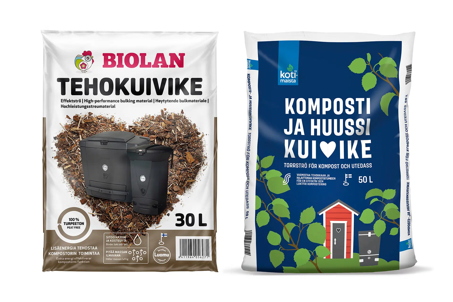 Kaksi kompostikuiviketta