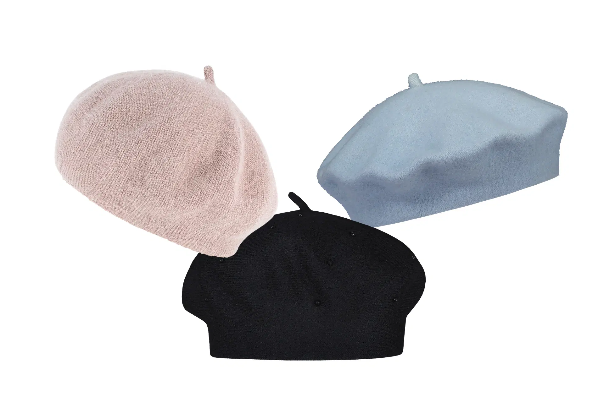 Kolme eriväristä baskeria