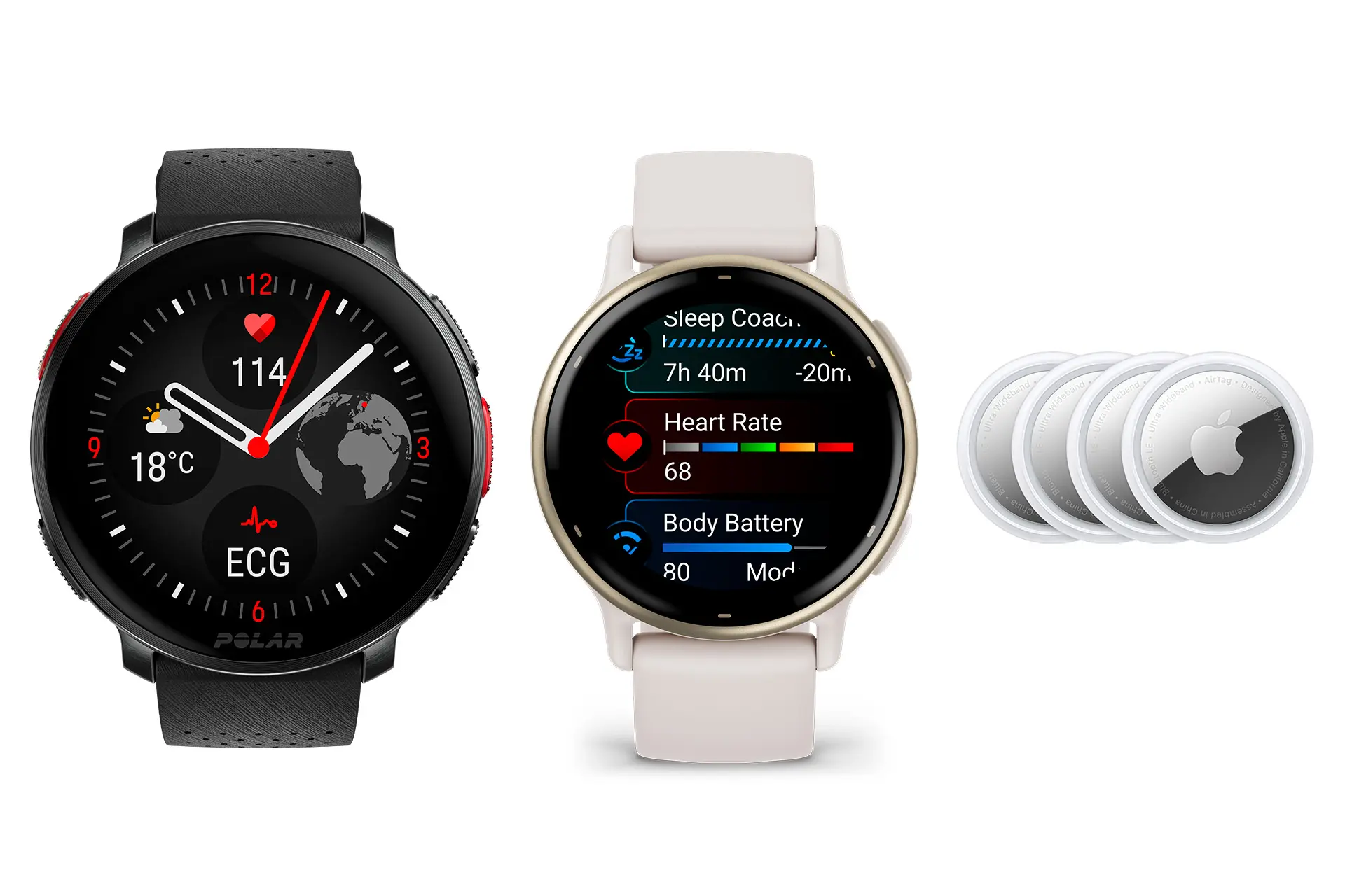 Kaksi älykelloa ja airtageja