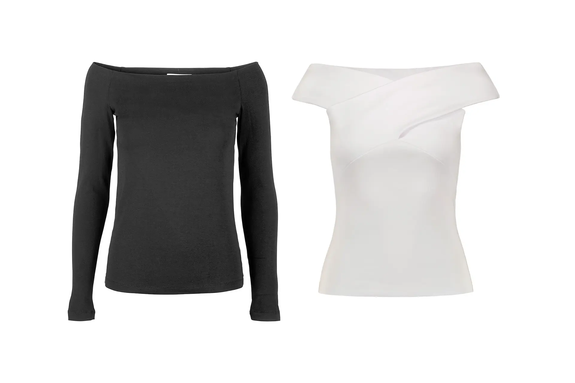 Kaksi off shoulder -mallista paitaa
