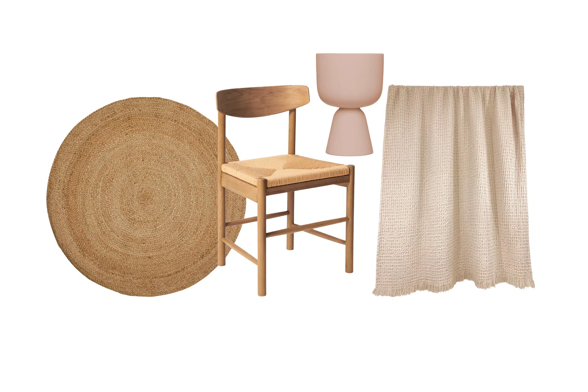 Beigen värisiä sisustustavaroita