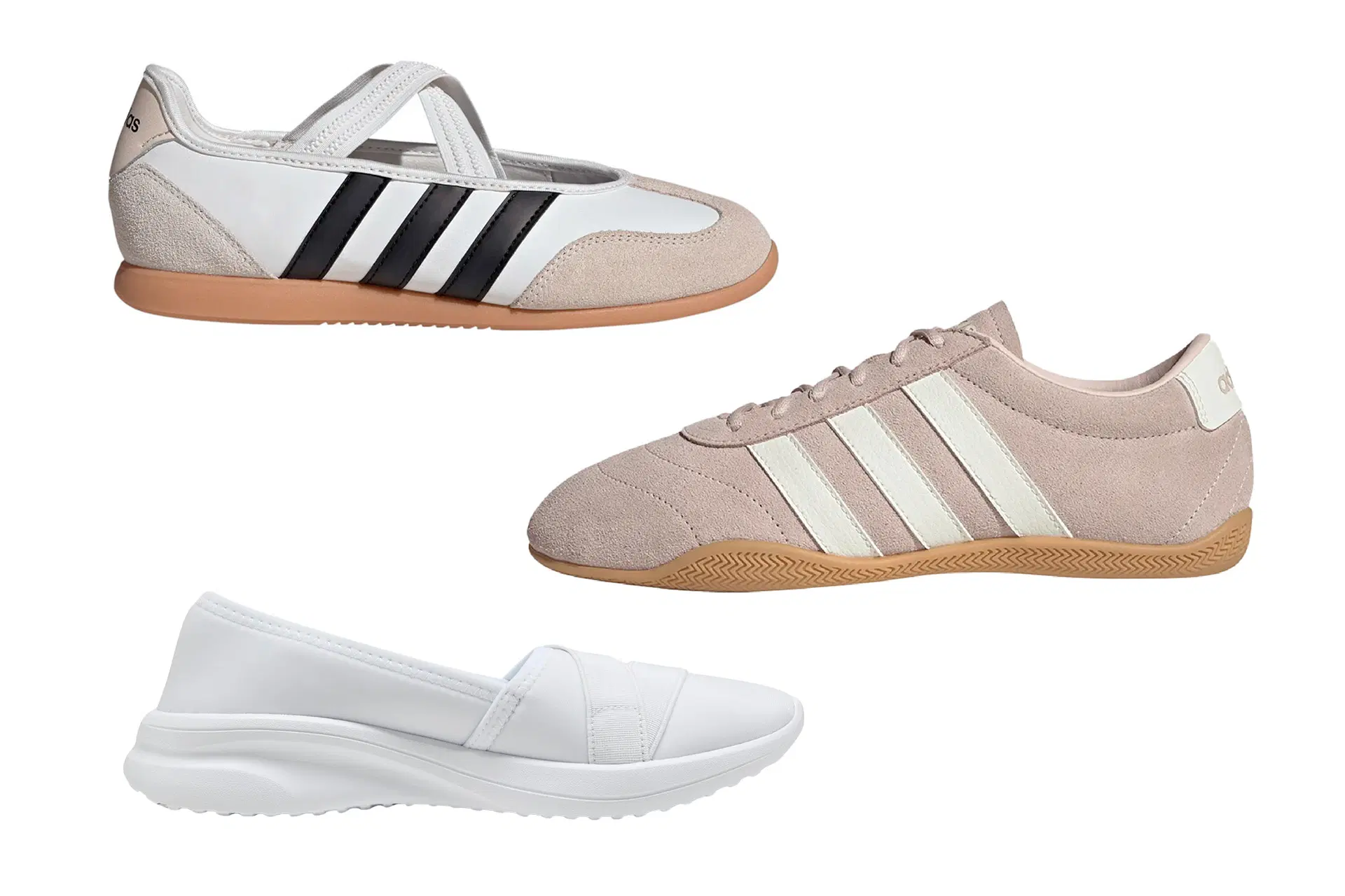 Kolmet ballerinatyyliset tennarit.