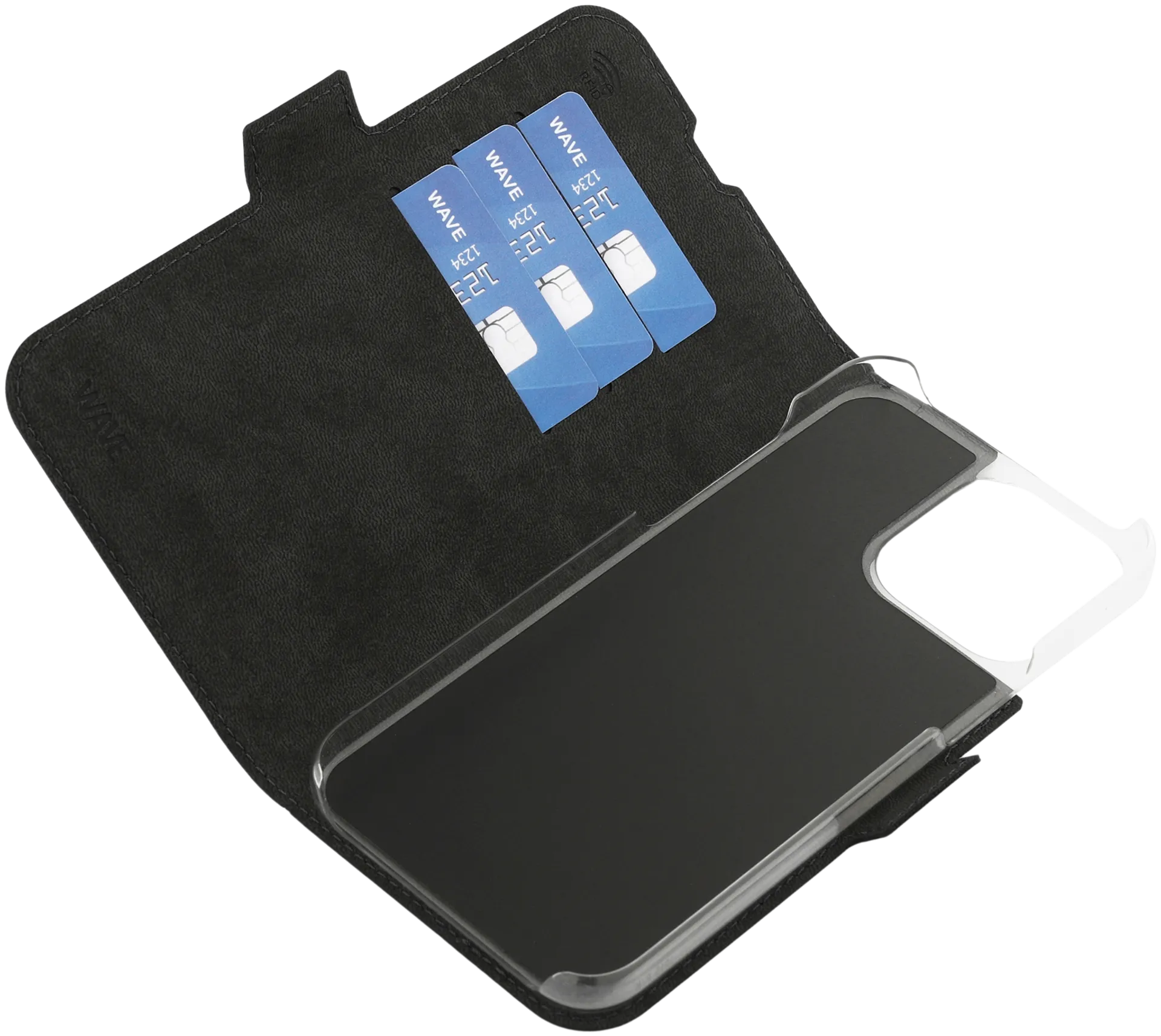 Wave MagSafe -yhteensopiva Book Case, Apple iPhone 15 Pro Max, Musta - 5