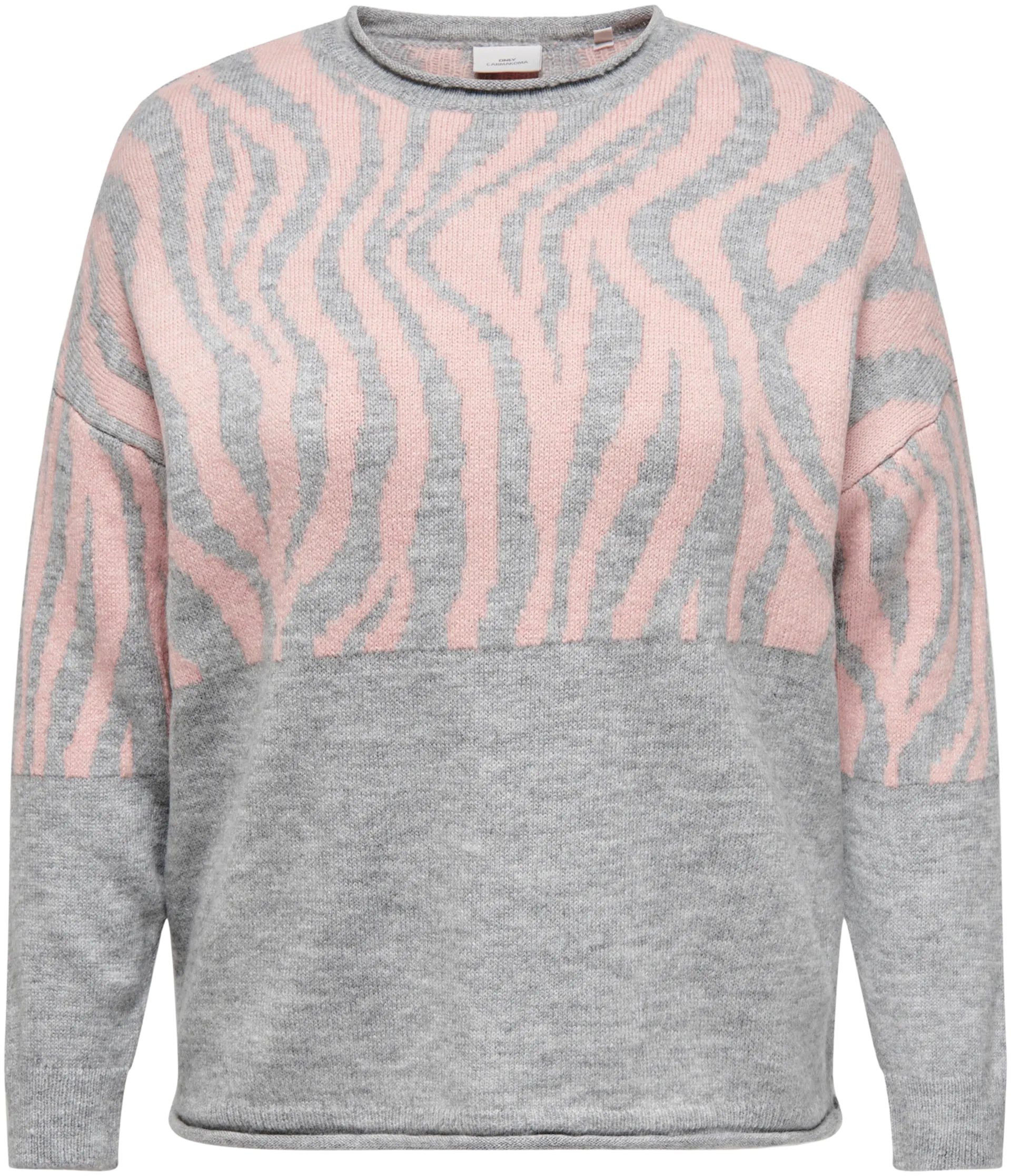 Only Carmakoma naisten neule Carjade Zebra - Medium Grey Melange - 1