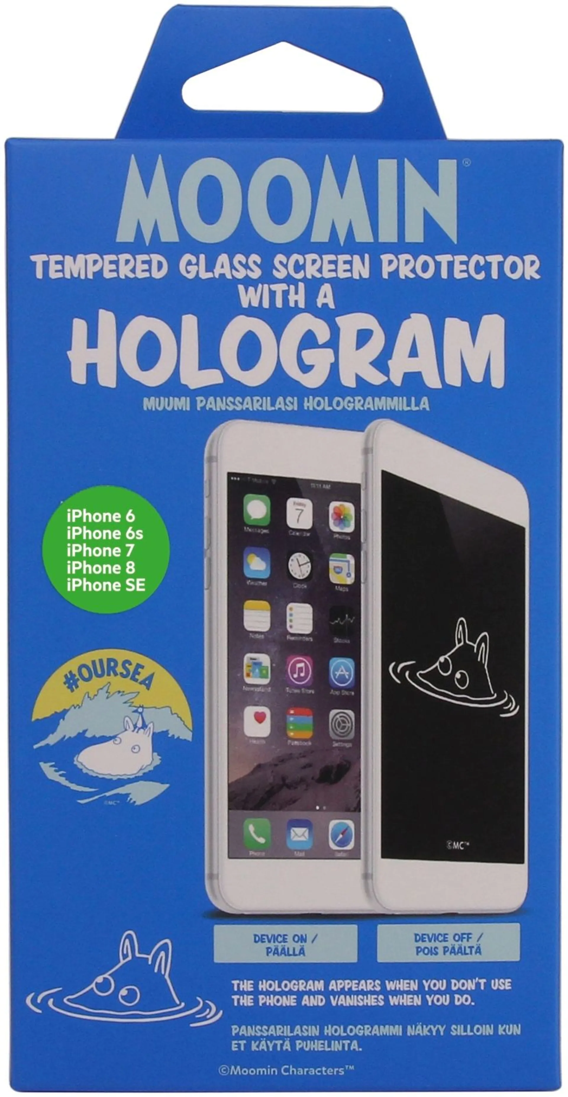 Moomin Our Sea holografinen suojalasi Muumipeikko hahmolla iPhone 6/6S7/8 - 2