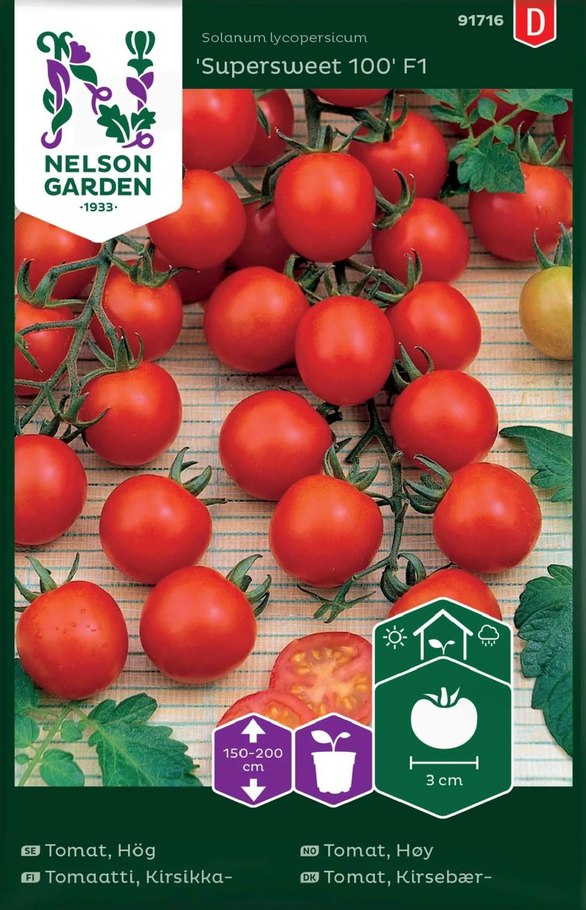 Nelson Garden Siemen Tomaatti, Kirsikka-, Supersweet 100 F1