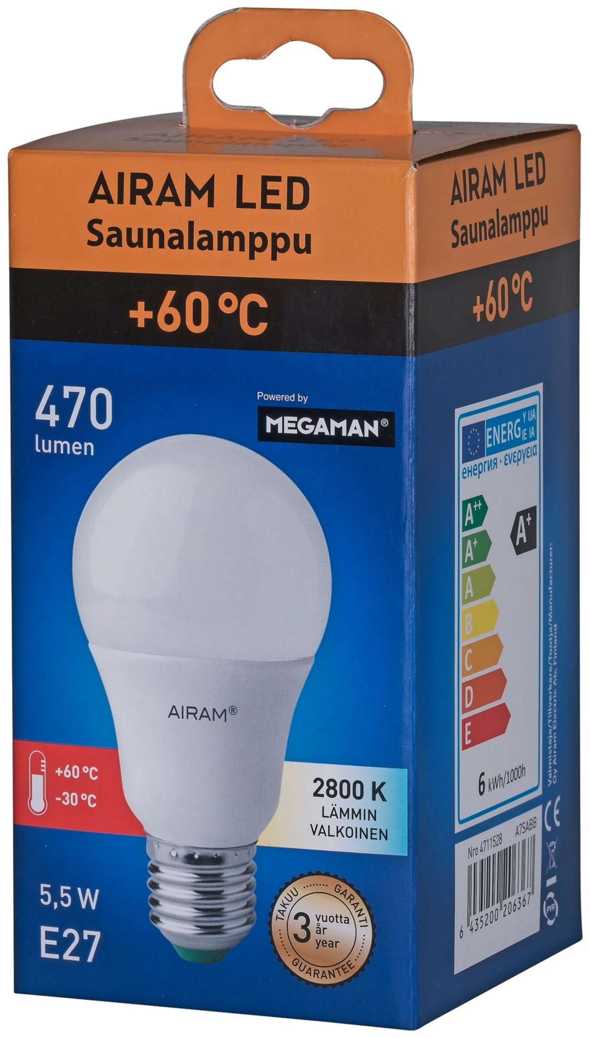 Airam LED saunalamppu 4,5W/E27 - 2