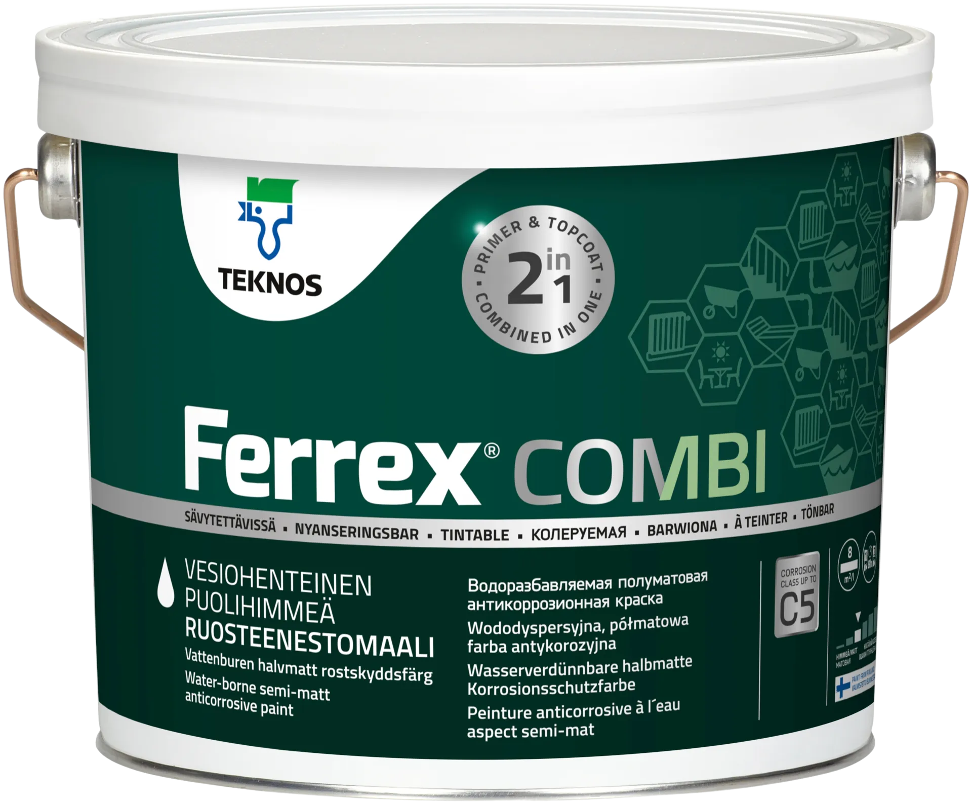 Teknos Ferrex Combi ruosteenestomaali 3l harmaa