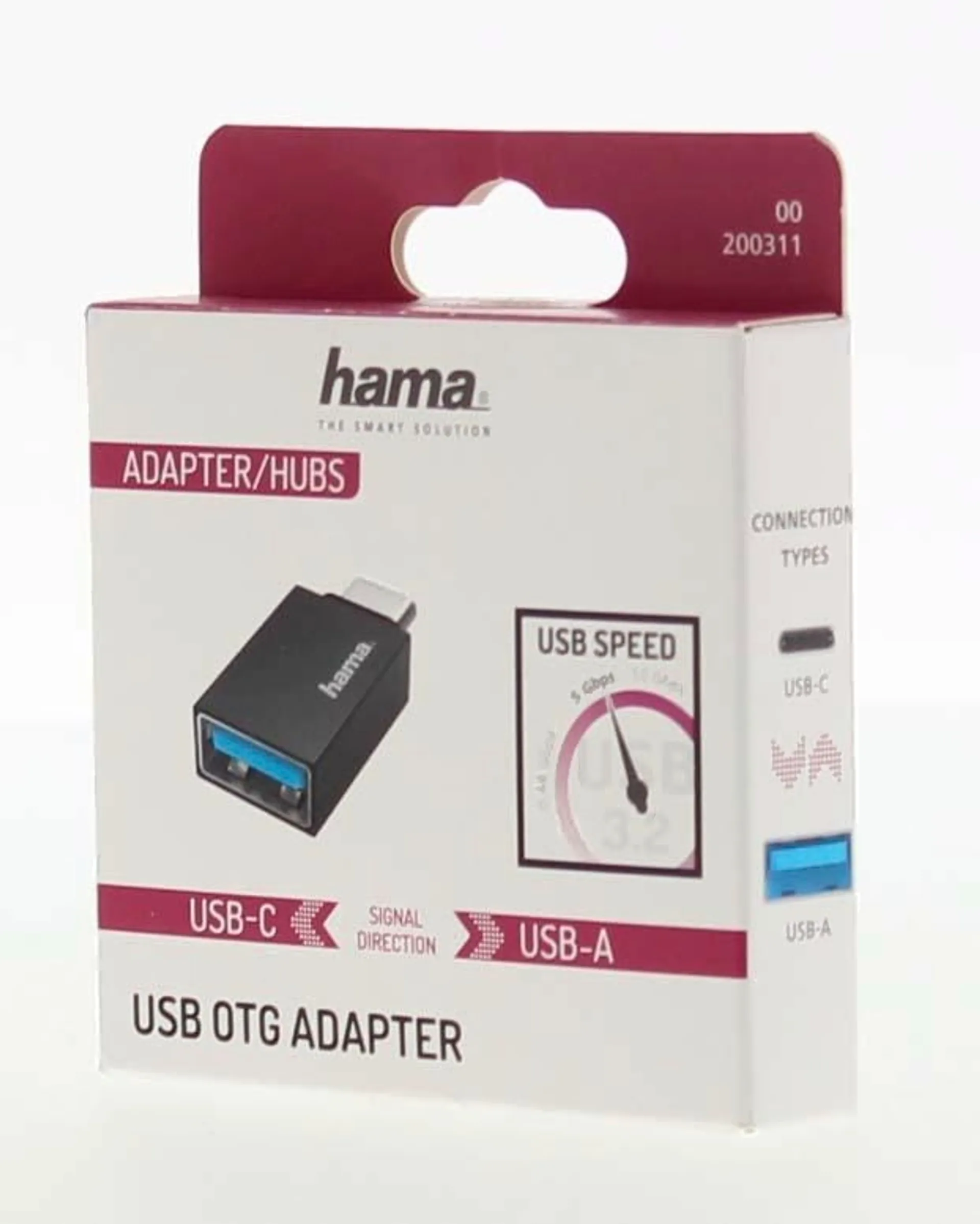 Hama USB-adapteri, USB-C uros - USB-A naaras, OTG, USB 3.2 Gen 1, 5 Gbit/s - 2
