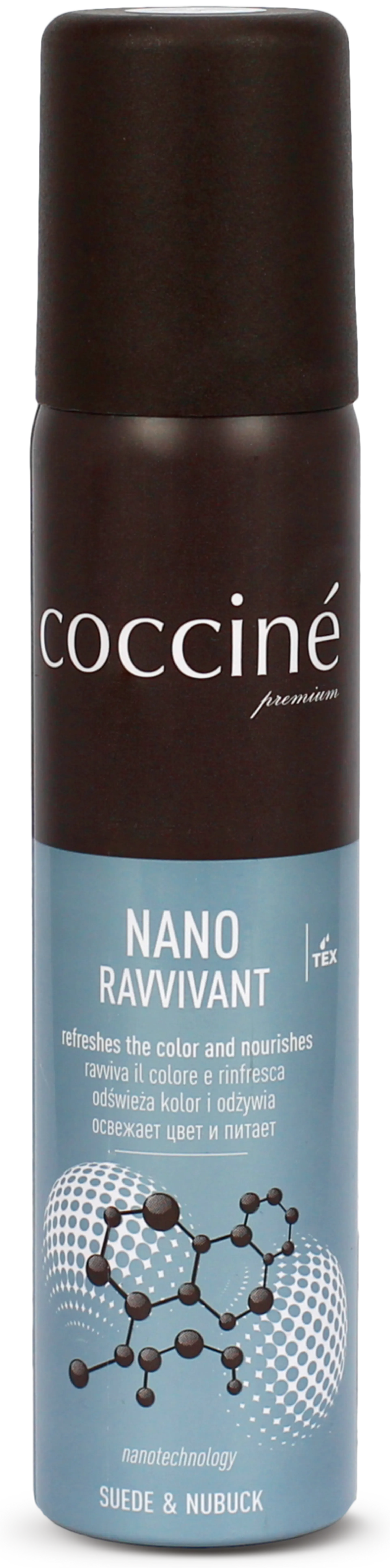 Coccine Nano Ravvivant  hoitoaine mokkanahalle ja nupukille 100 ml, musta