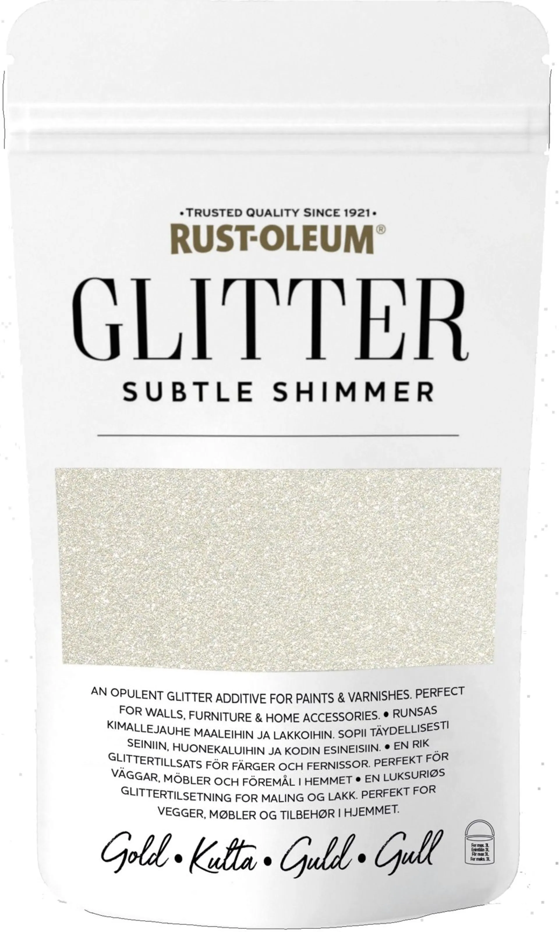 Rust-Oleum 70g glitter-jauhe maaleihin ja lakkoihin, kullanvärinen