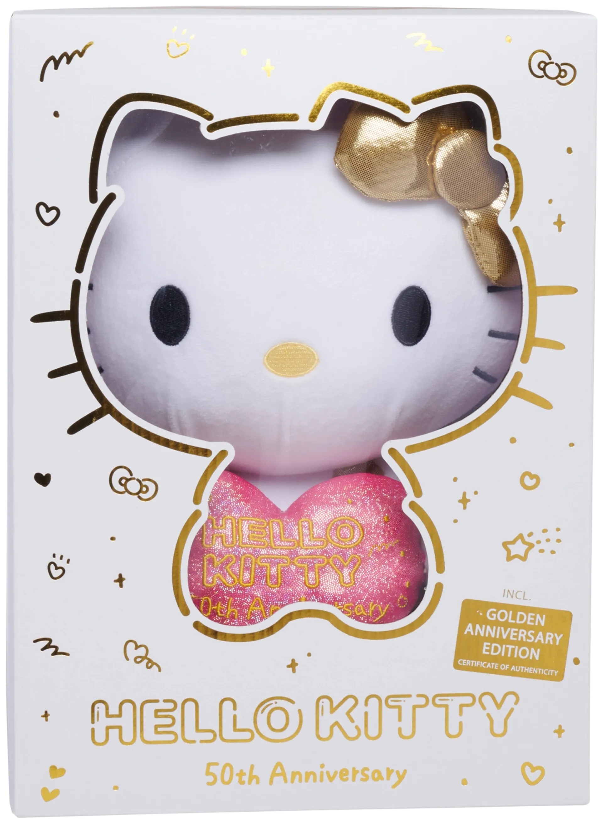 Hello Kitty 50-vuotisjuhlapehmo, 30 cm, Golden edition lahjapakkaus - 5