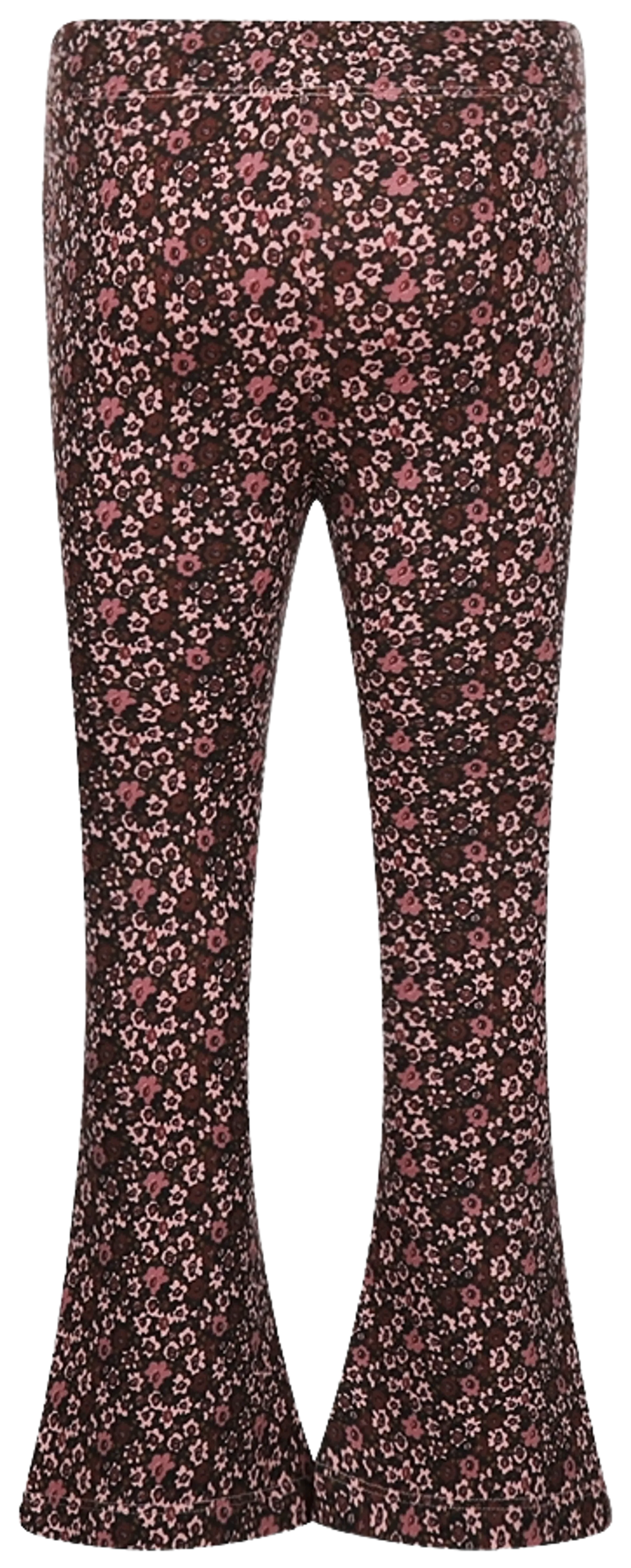 KokoNoko lasten leveälahkeiset kukalliset collegeleggingsit Q52983 - Dusty Pink - 2