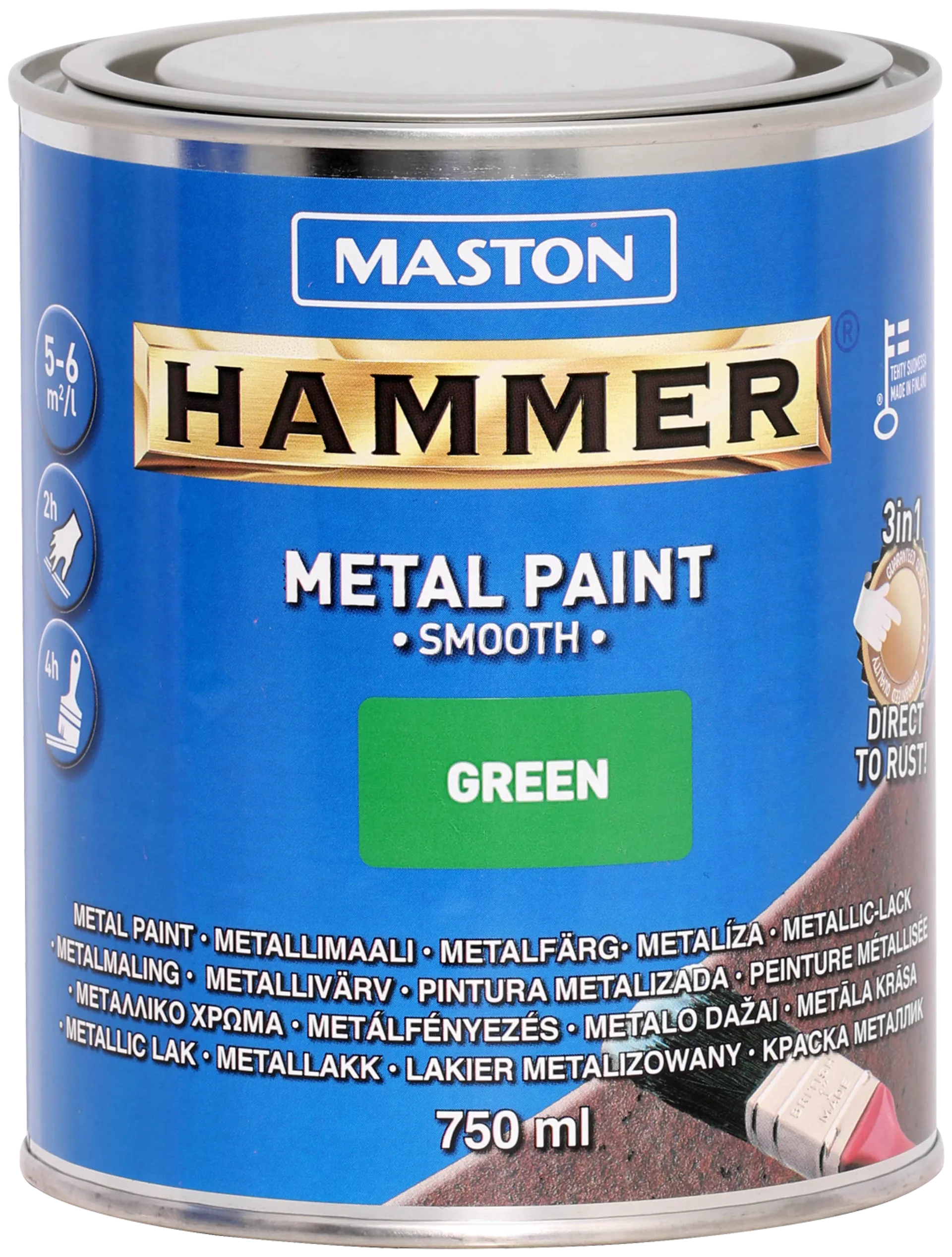 Maston metallimaali Hammer Sileä vihreä 750 ml - 1