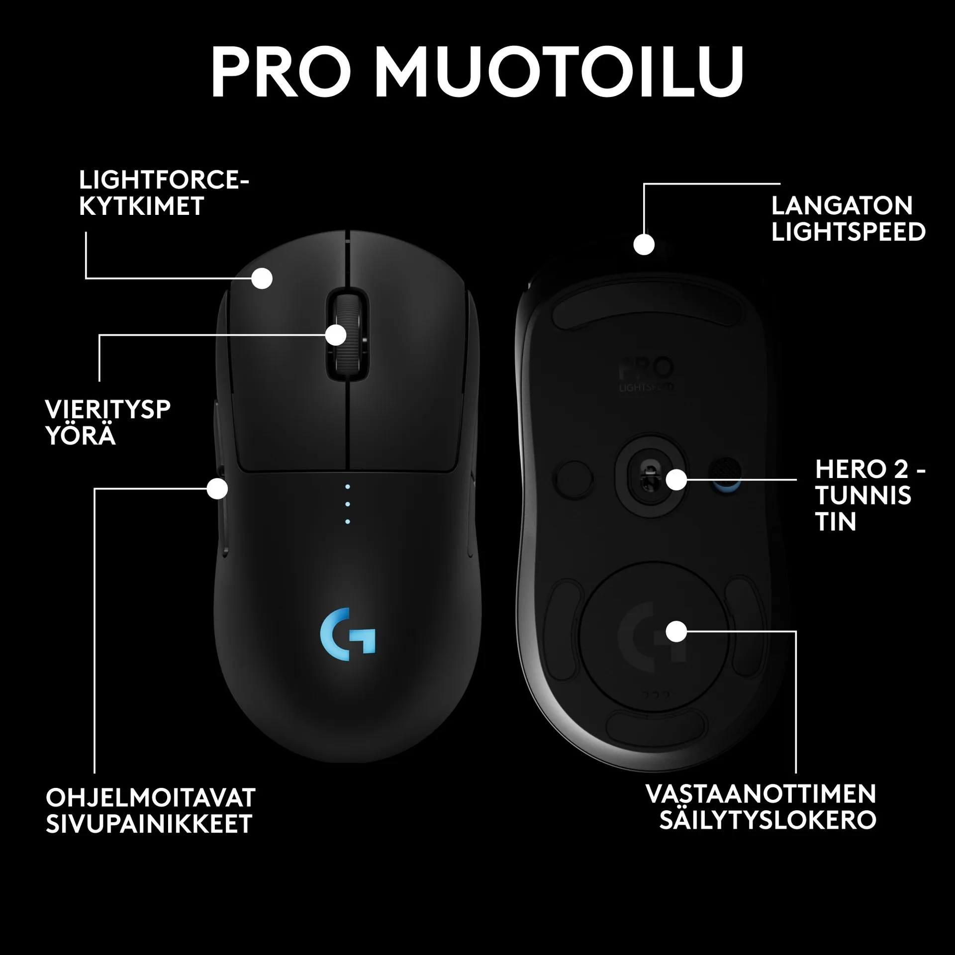 Logitech Pro 2 lightspeed pelihiiri musta - 8