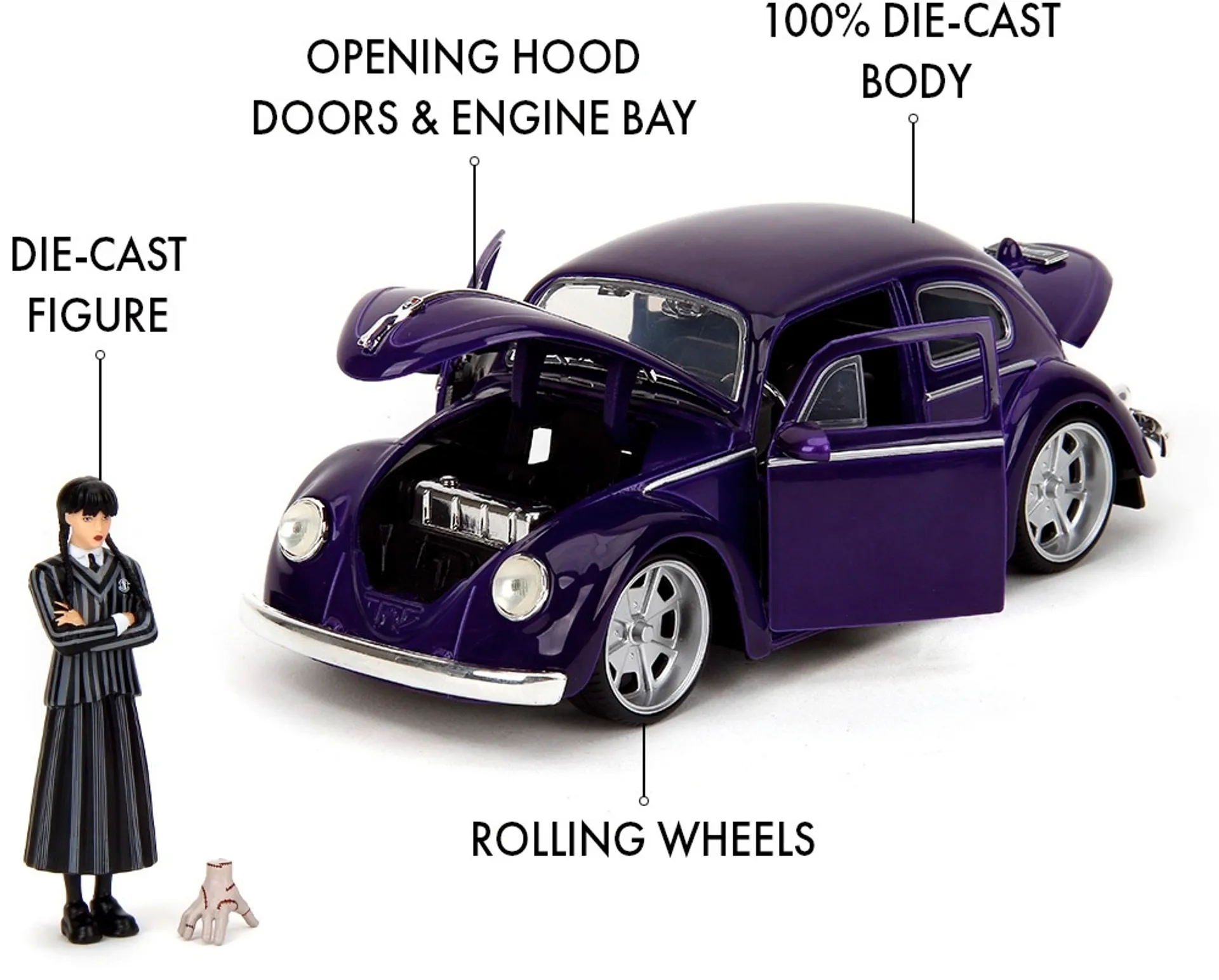 Jada Wednesday Volkswagen Beetle, 19 cm, 1:24, die-cast - 4