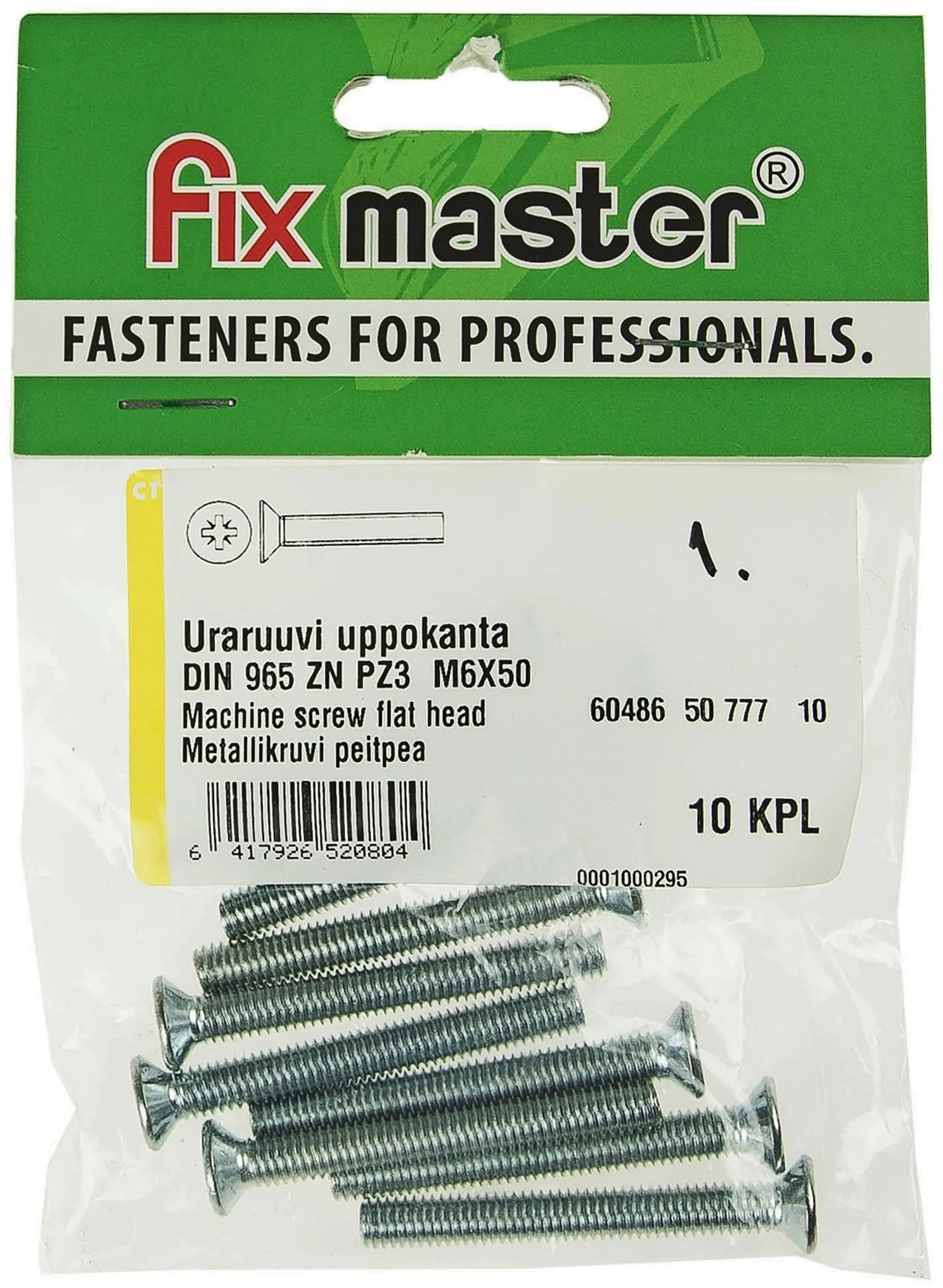 Fix Master uraruuvi uppokanta PZ3 M6X50 sinkitty 10kpl