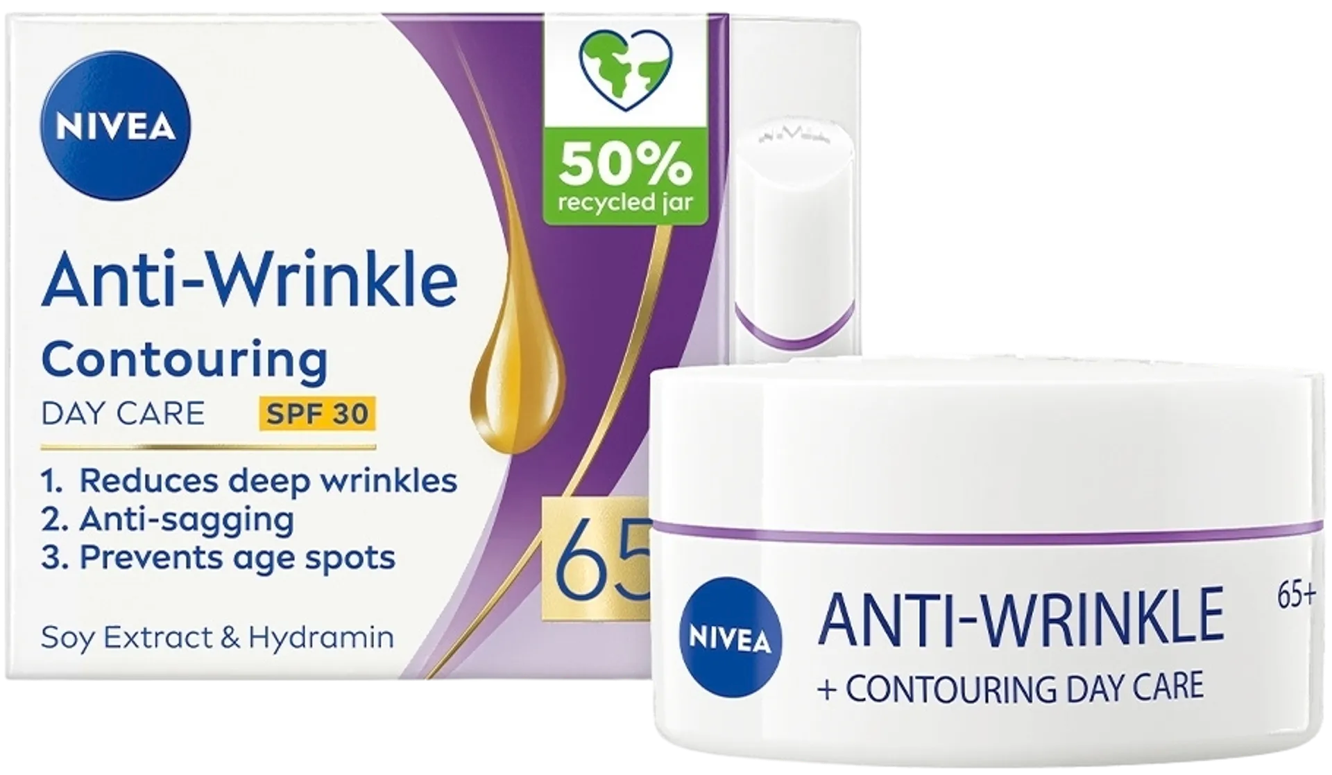 NIVEA 50ml Anti-Wrinkle Contouring Day Cream 65+ -päivävoide - 3