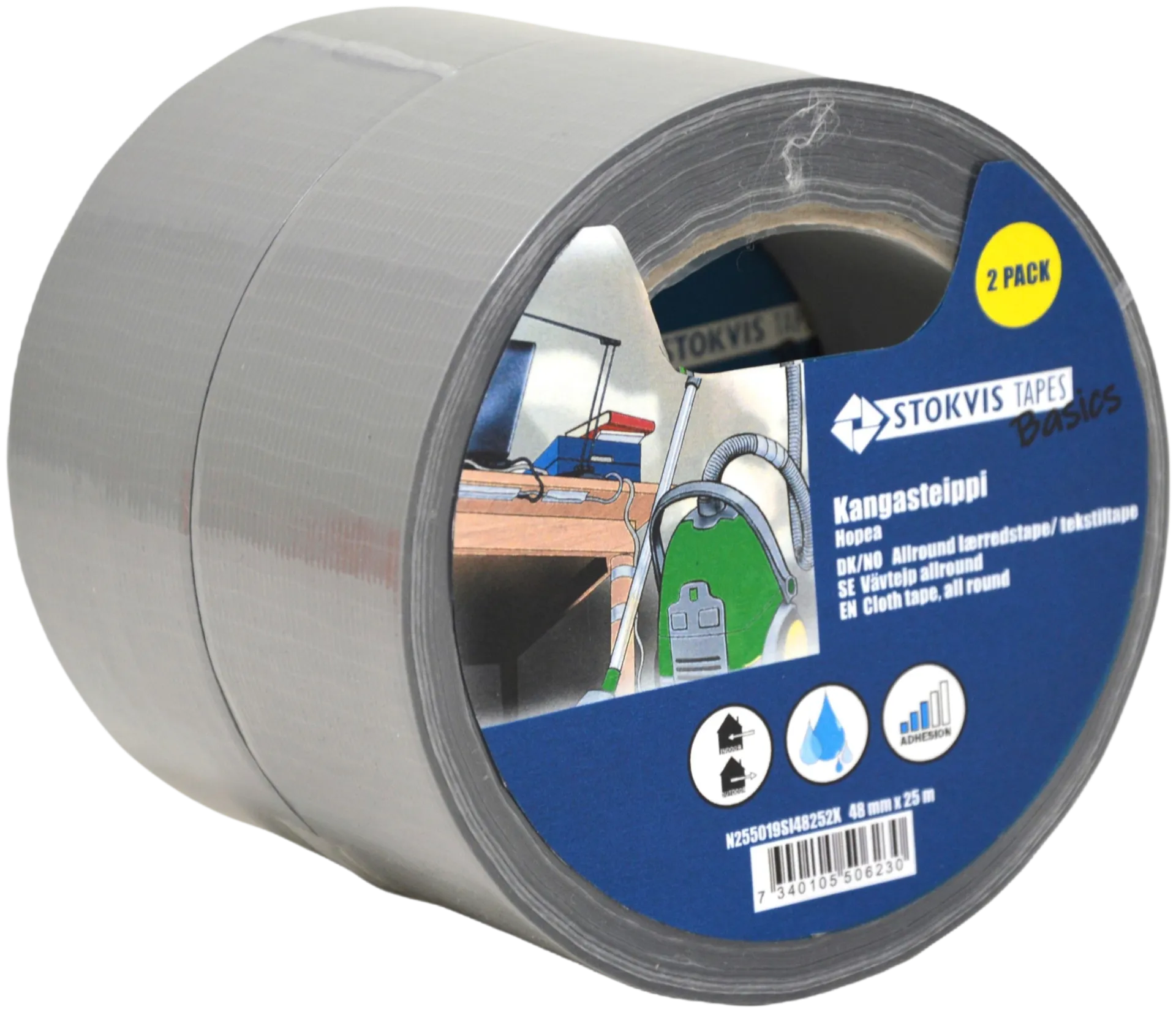 Stokvis Tapes Kangasteippi 48 mm x 25 m 2 kpl