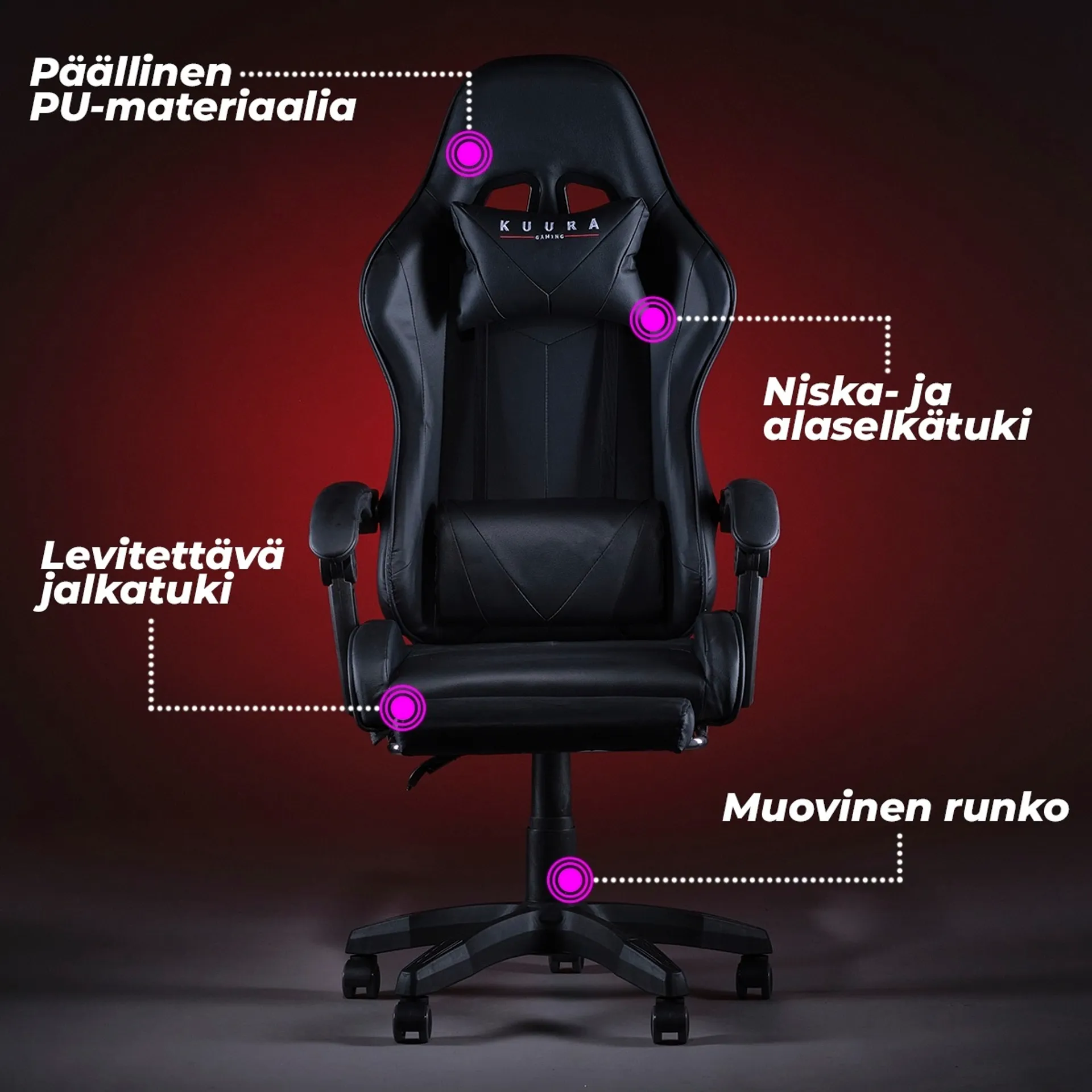 Kuura Gaming pelituoli Pro musta - 6