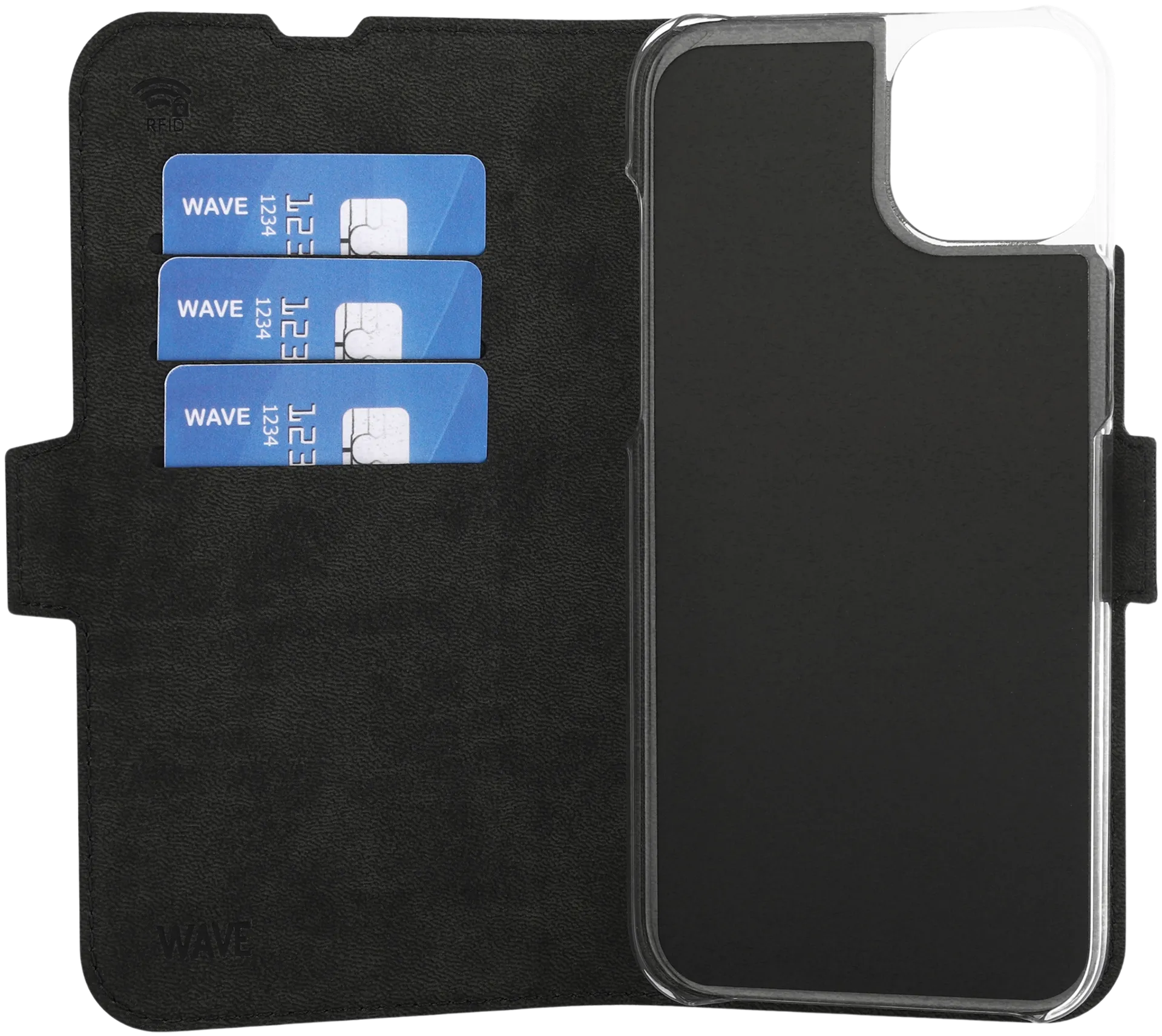 Wave MagSafe -yhteensopiva Book Case, Apple iPhone 15 Plus, Musta - 4