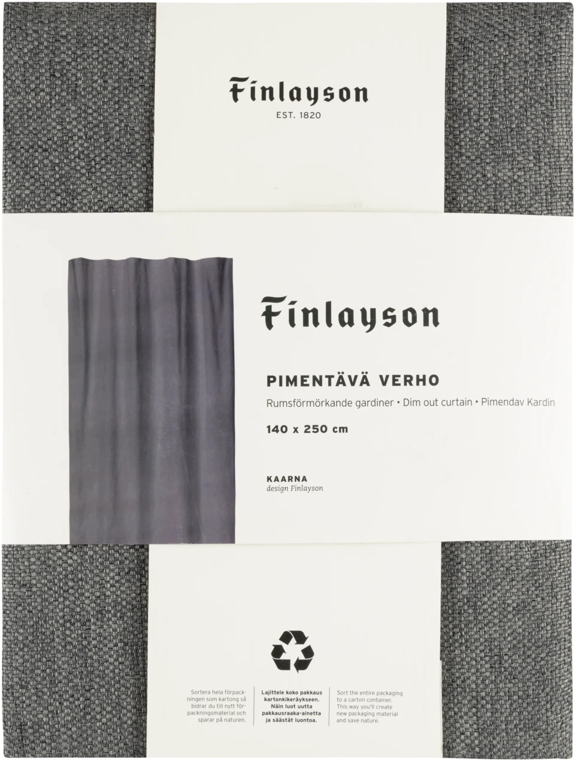 Finlayson osittain pimentävä verho Kaarna 140x250cm luonnon harmaa - 2