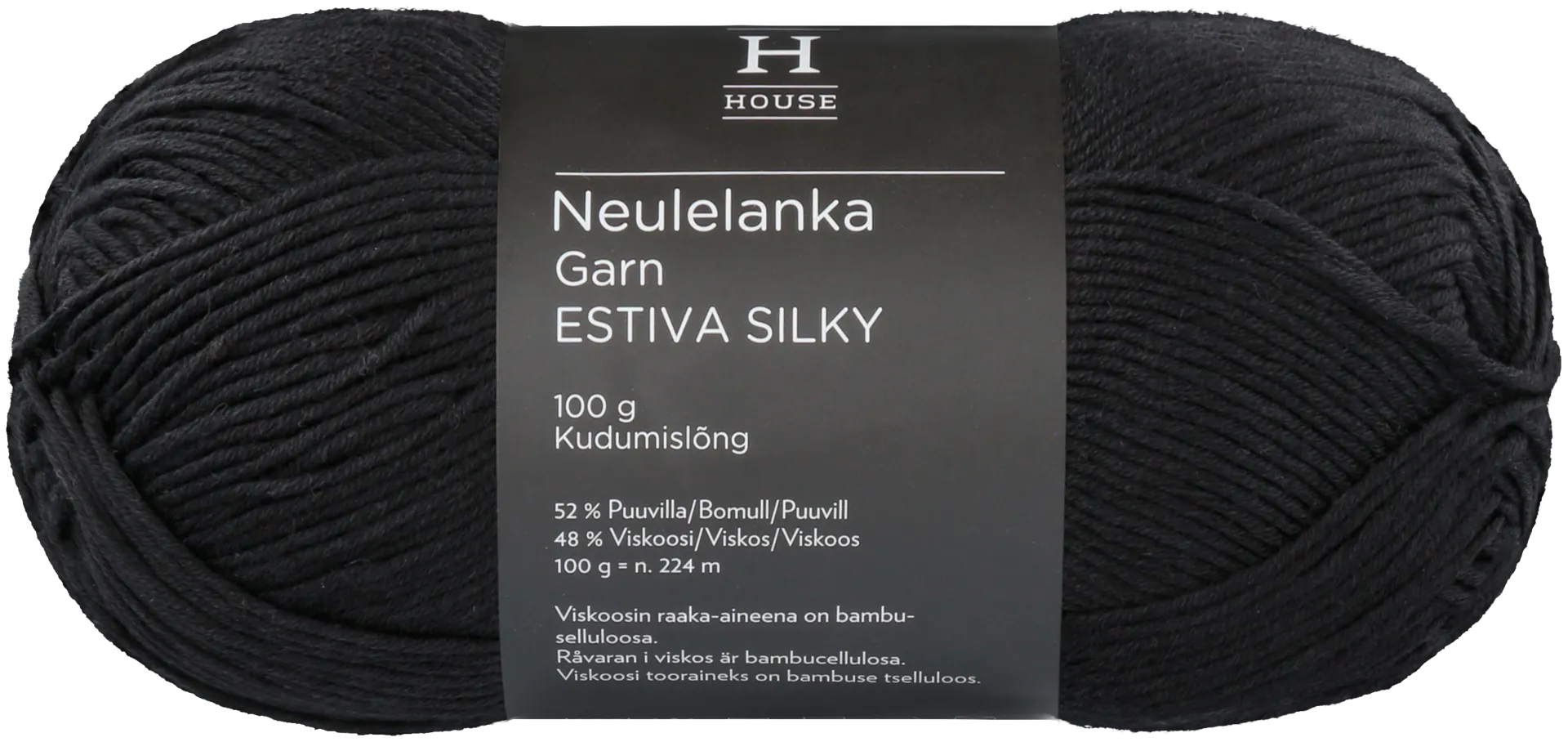 House lanka bambuviskoosi-puuvillasekoite Estiva Silky 100 g Black 217