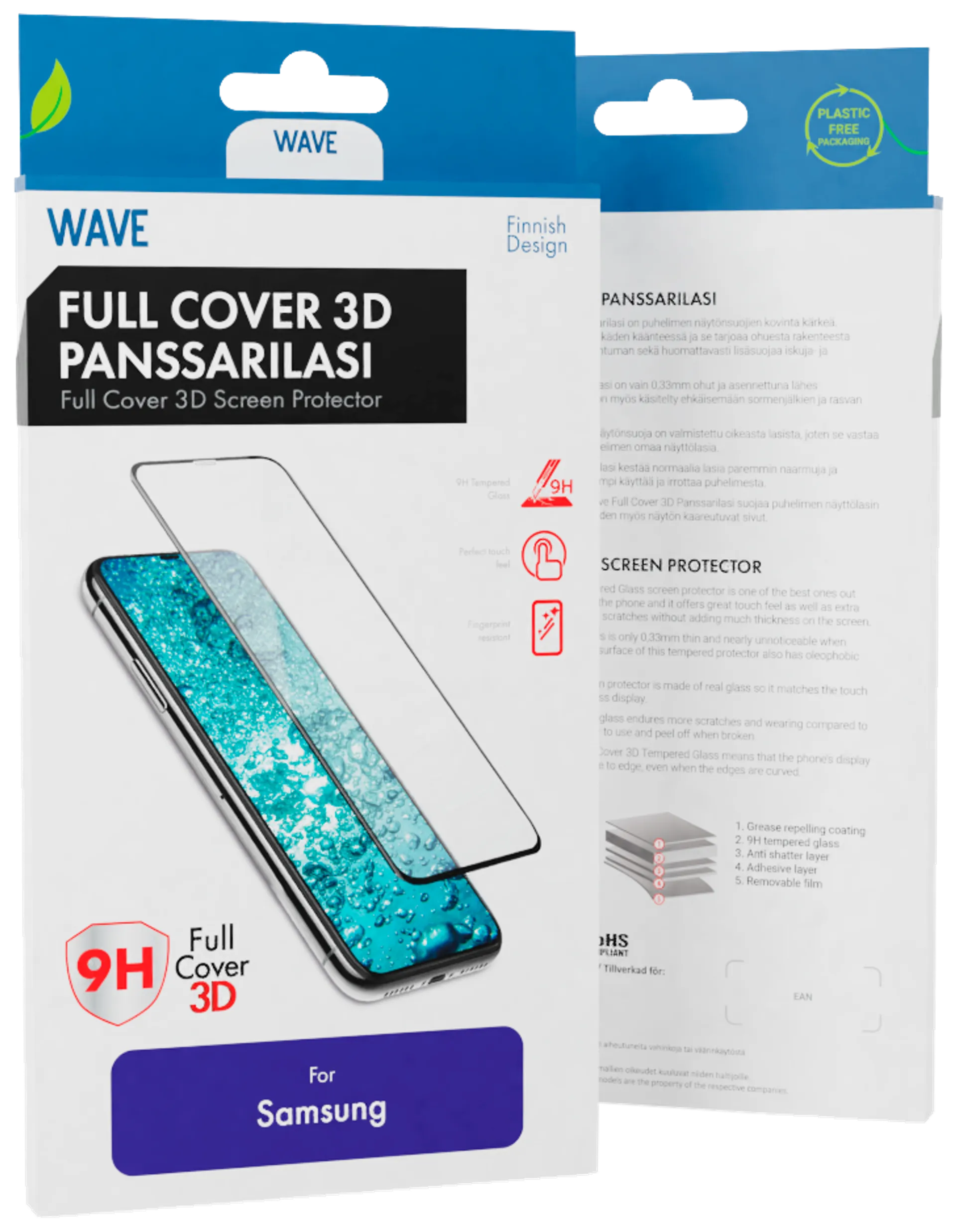 Wave Full Cover 3D Panssarilasi, Samsung Galaxy S20+, Musta Kehys