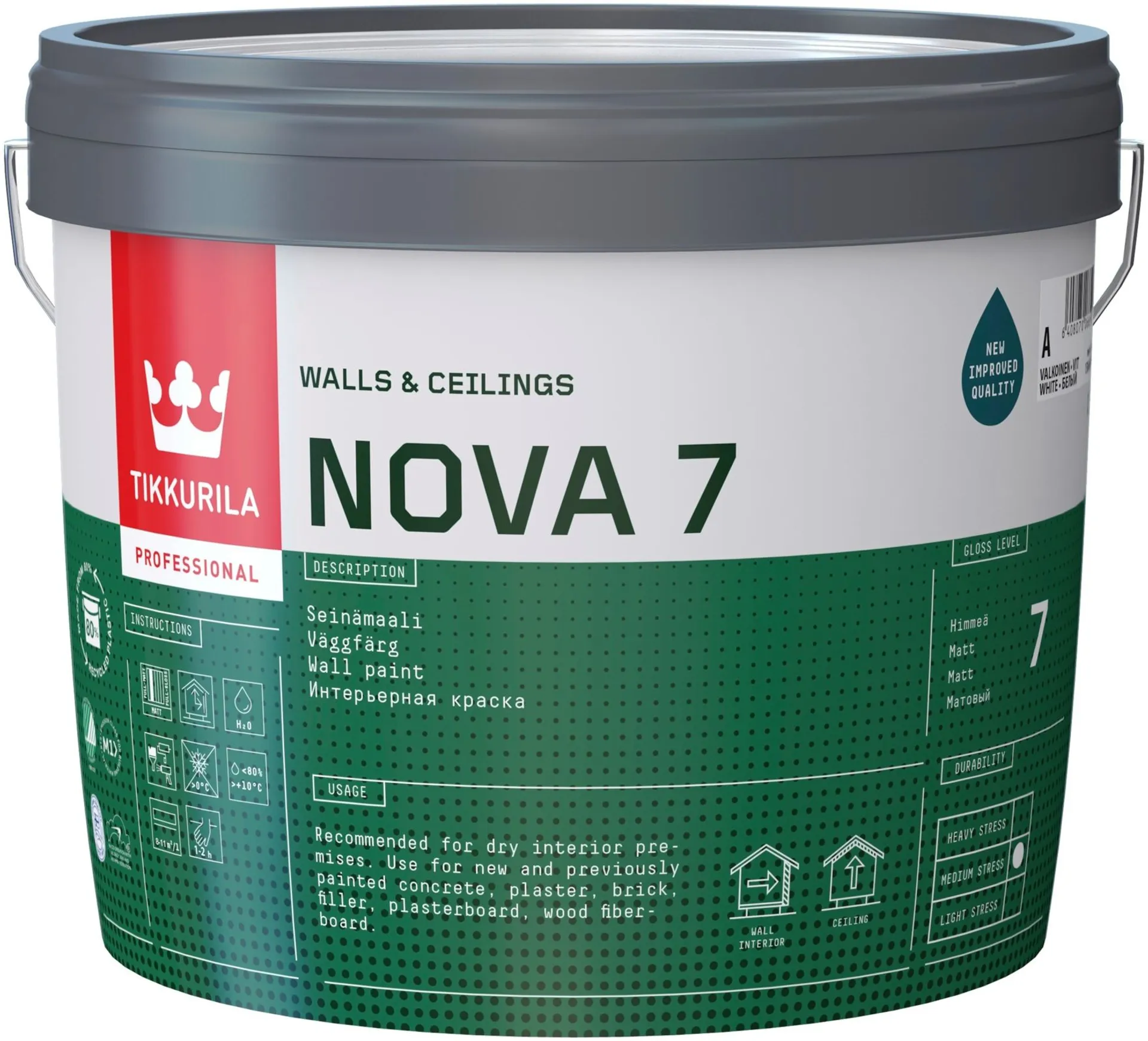 Tikkurila seinämaali Nova 7 2,7 l A valkoinen sävytettävissä himmeä