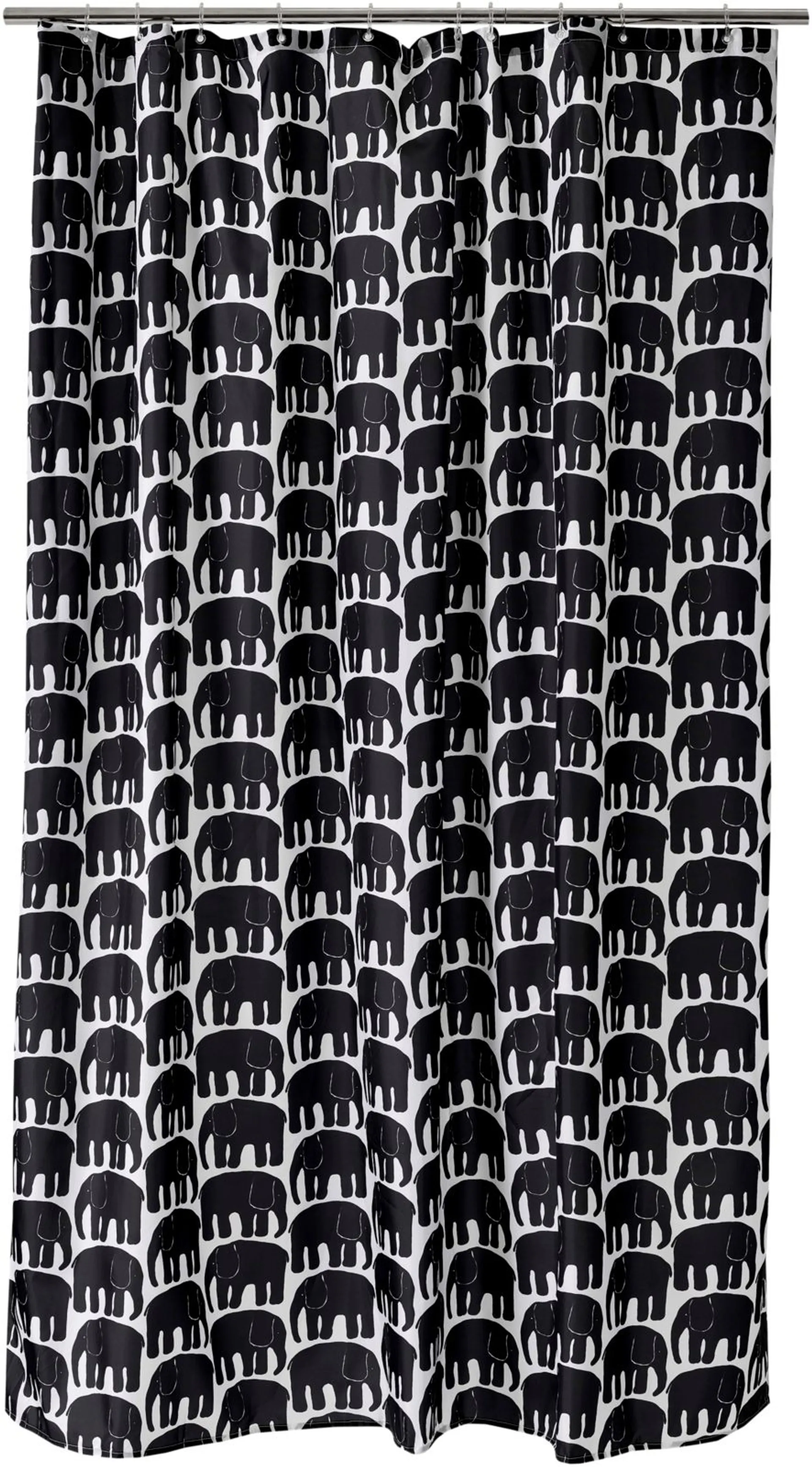 Finlayson suihkuverho Elefantti 180x200 mustavalkoinen
