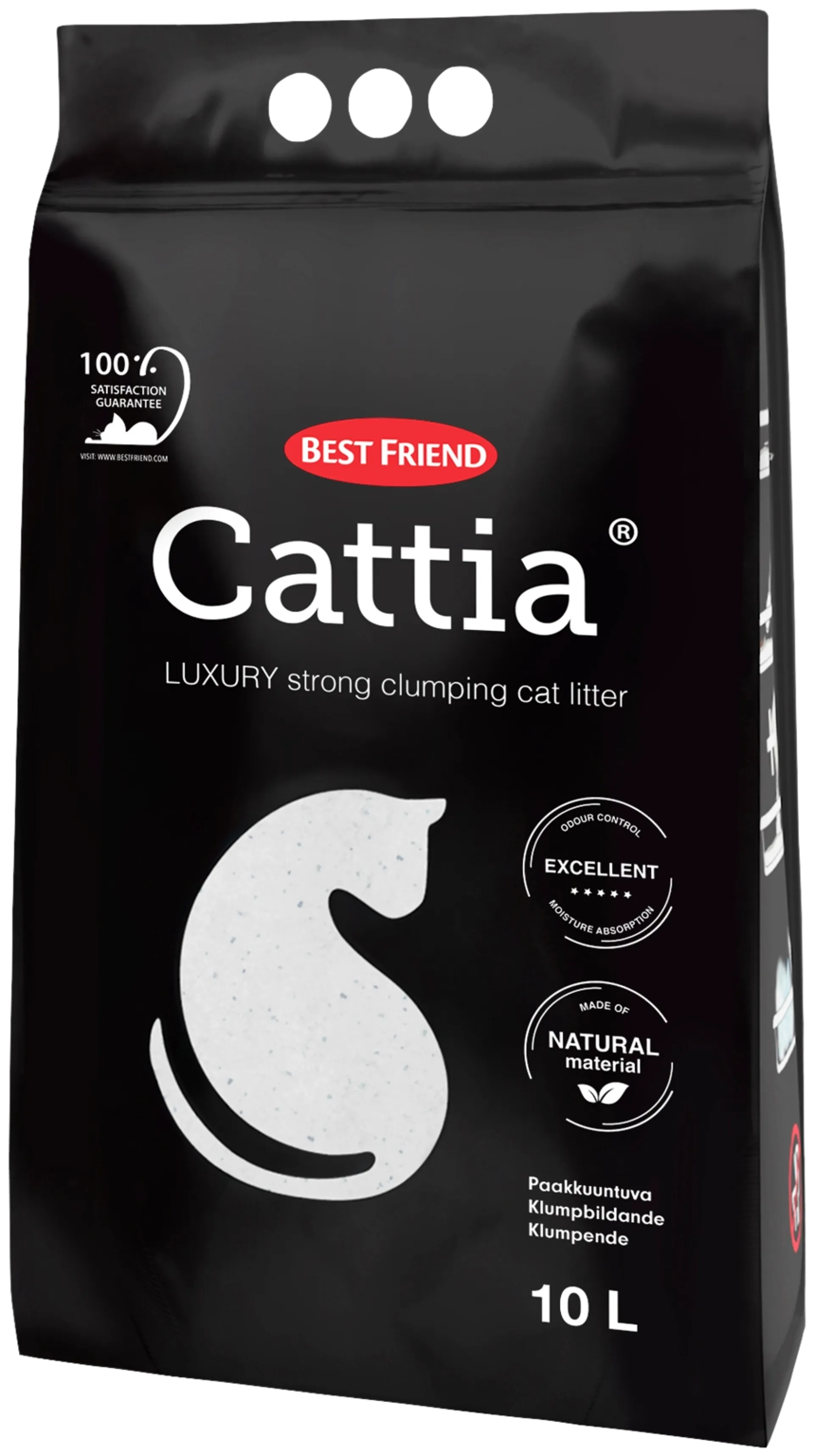 Best Friend Cattia Paakkuuntuva valkoinen kissanhiekka 10l