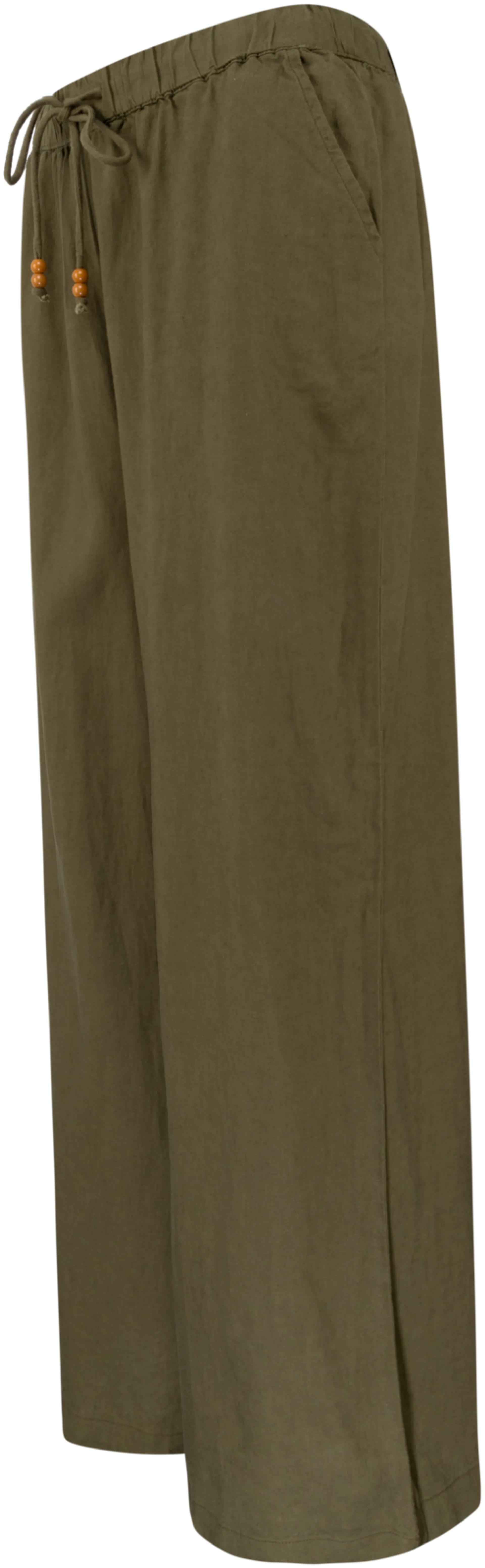 TEX naisten pellavasekoitteiset housut I961357 - KHAKI DARK - 2