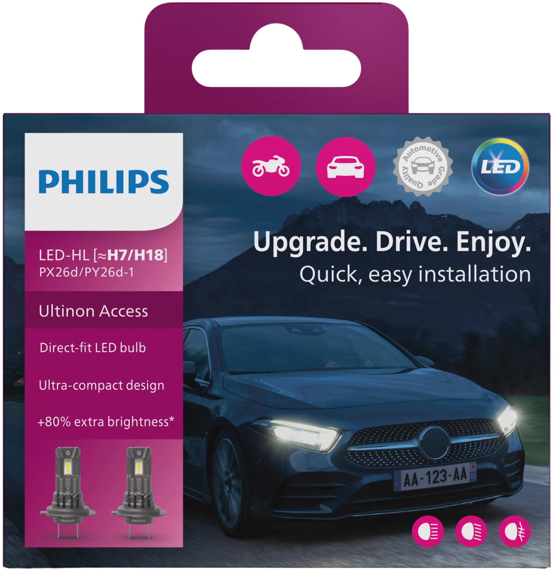 Philips polttimo Ultinon Access LED H7/H18, 2 kpl - 2