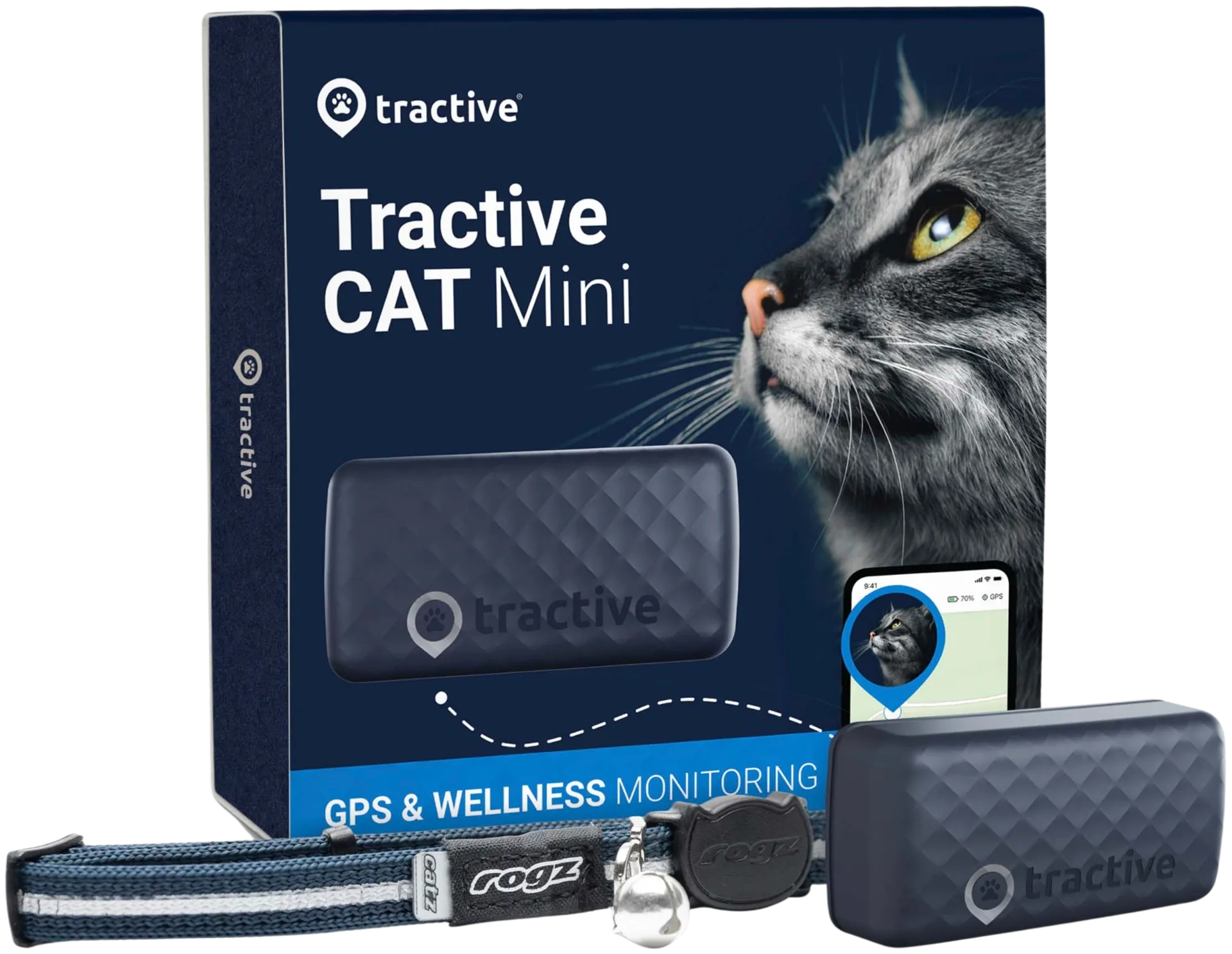 Tractive kissa mini 4G GPS/aktiivisuuskaulapanta - 1