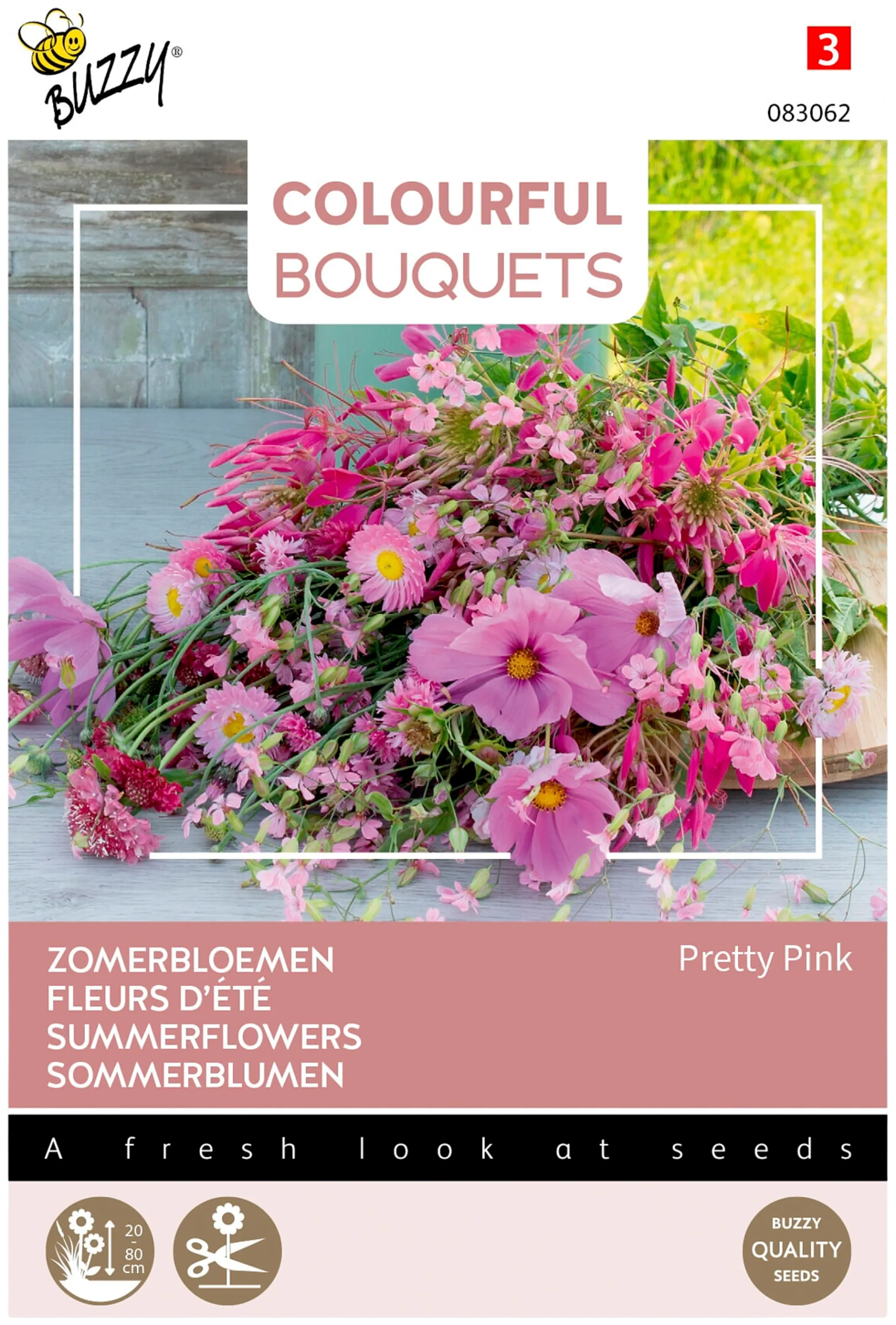 Buzzy® Colorful Bouquets Pretty Pink, leikkokukkia vaaleanpunaisen sävyissä