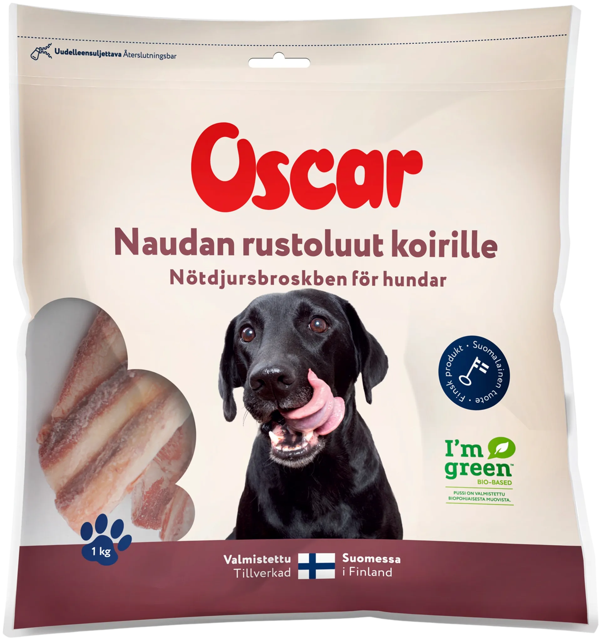 Oscar Naudan rustoluut koirille rehuaine 1kg