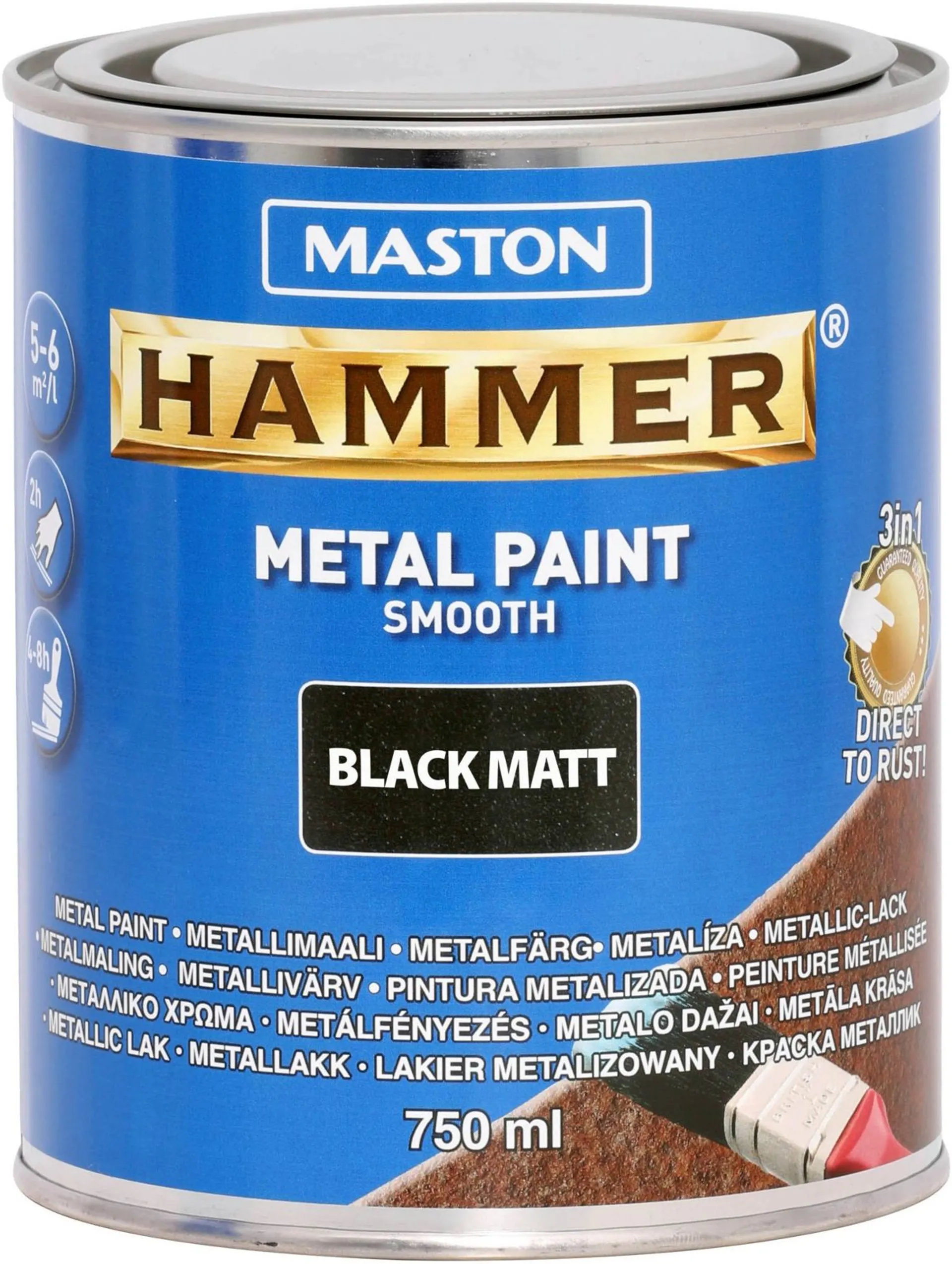 Maston metallimaali Hammer Sileä matta musta 750 ml