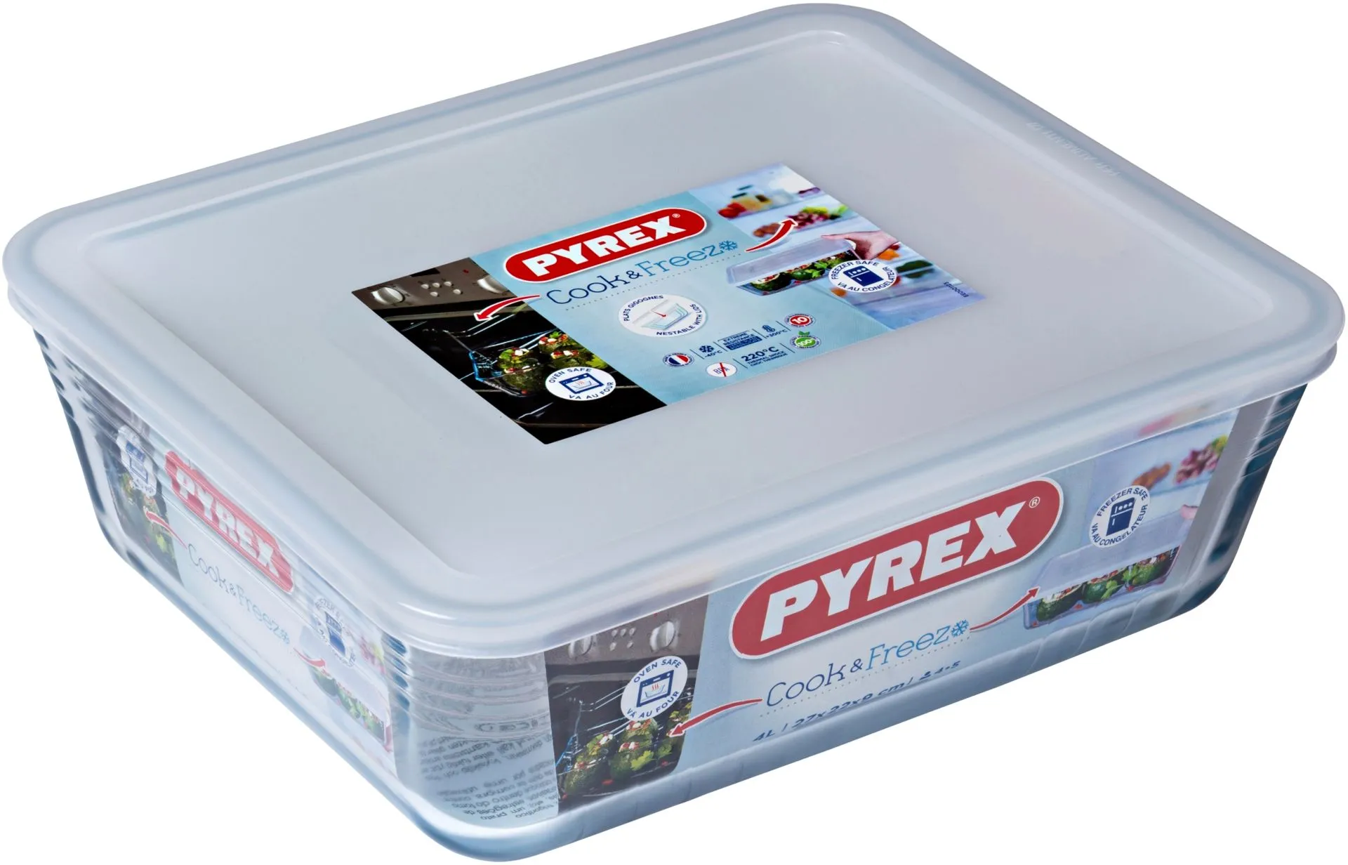 Pyrex Cook & Freeze kannellinen lasivuoka 27x22cm - 3
