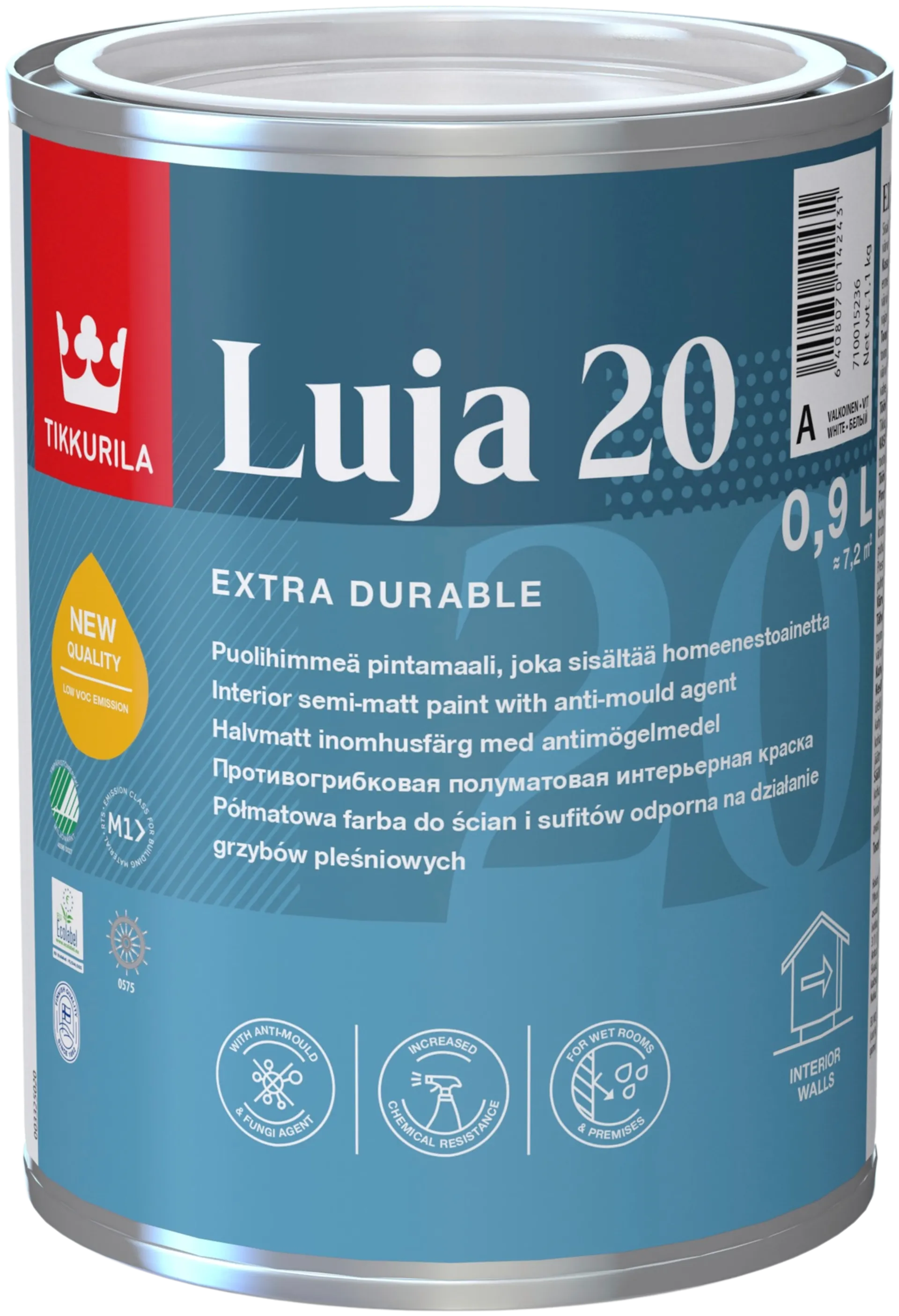 Tikkurila pintamaali Luja 20 0,9 l C sävytettävä puolihimmeä