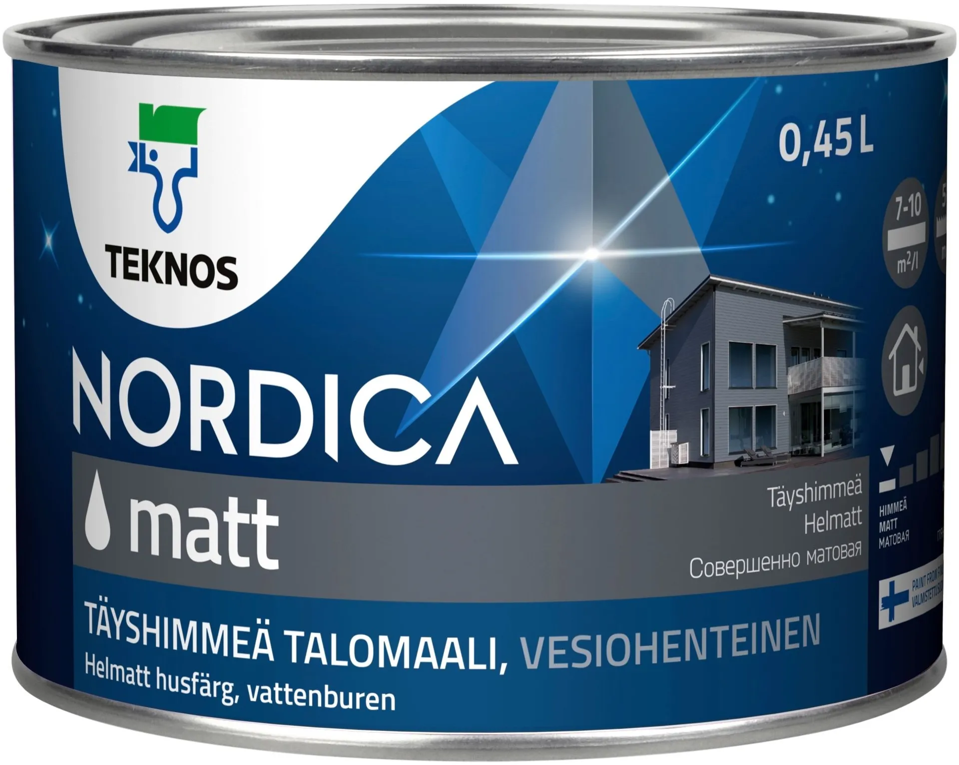 Teknos talomaali Nordica Matt 0,45 l PM3 sävytettävä täyshimmeä