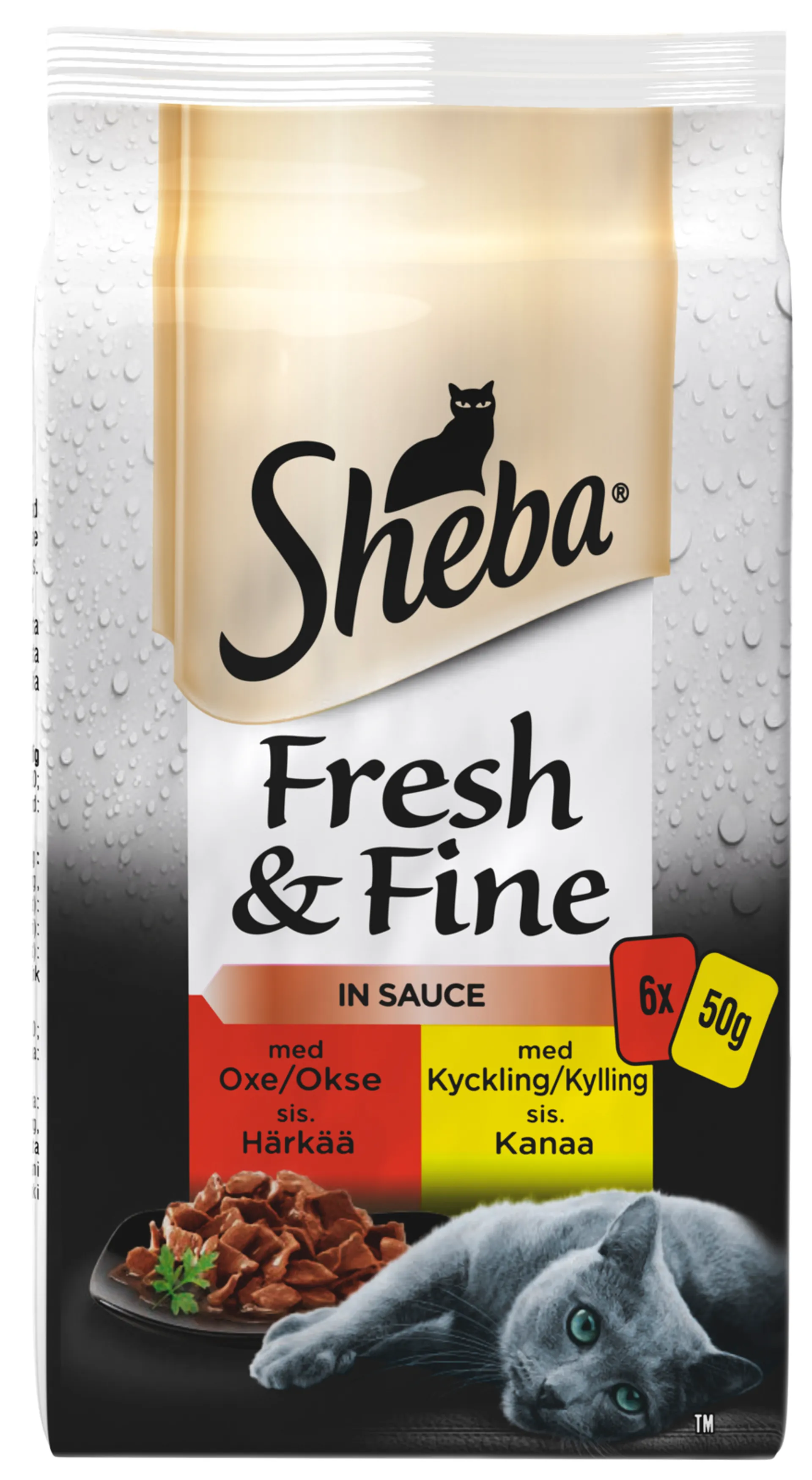 Sheba 6x50g Fresh&Fine Sekoitus härkää ja kanaa kastikkeessa