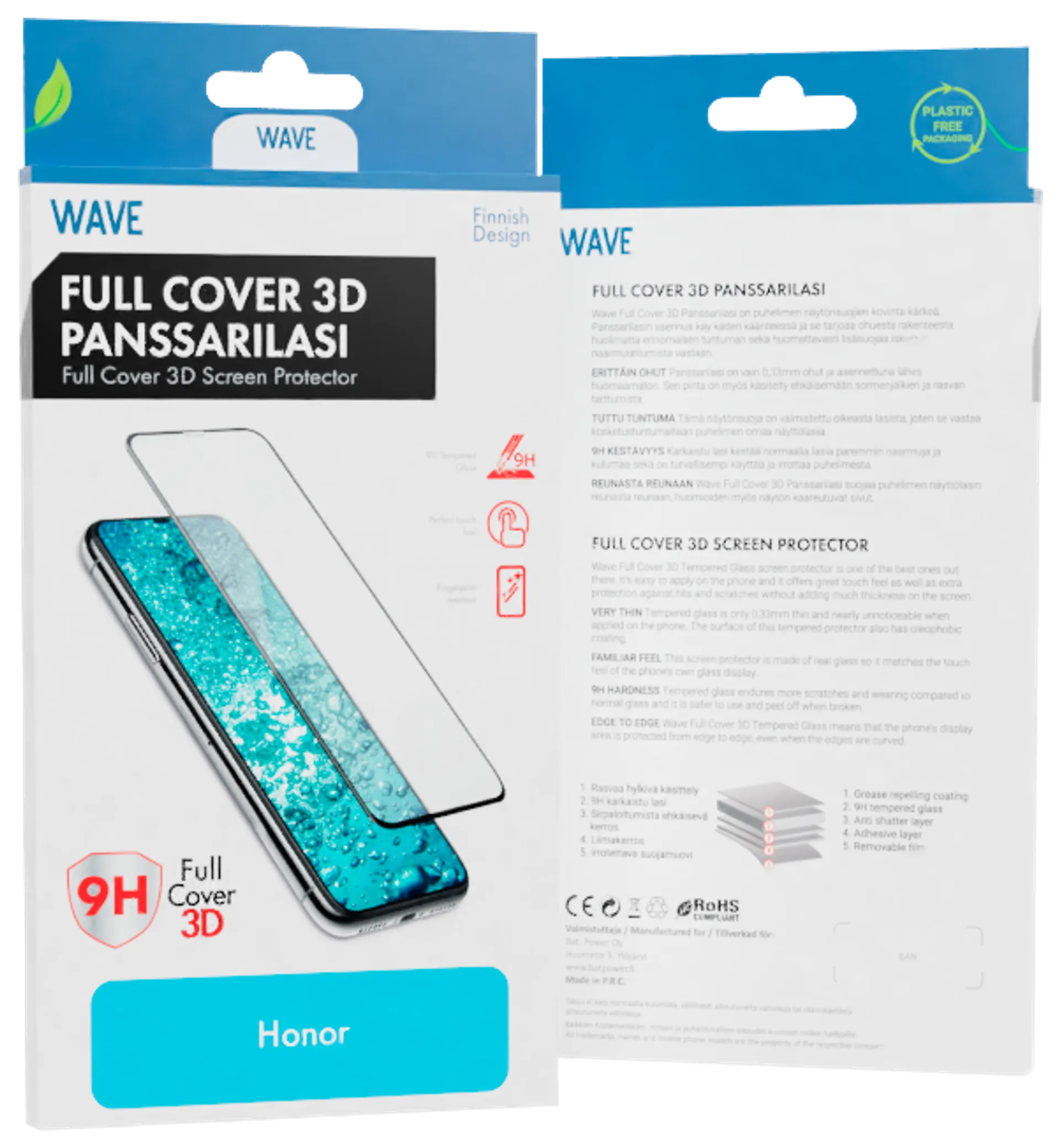 Wave Full Cover 3D Panssarilasi, Honor Magic6 Lite 5G, Musta Kehys