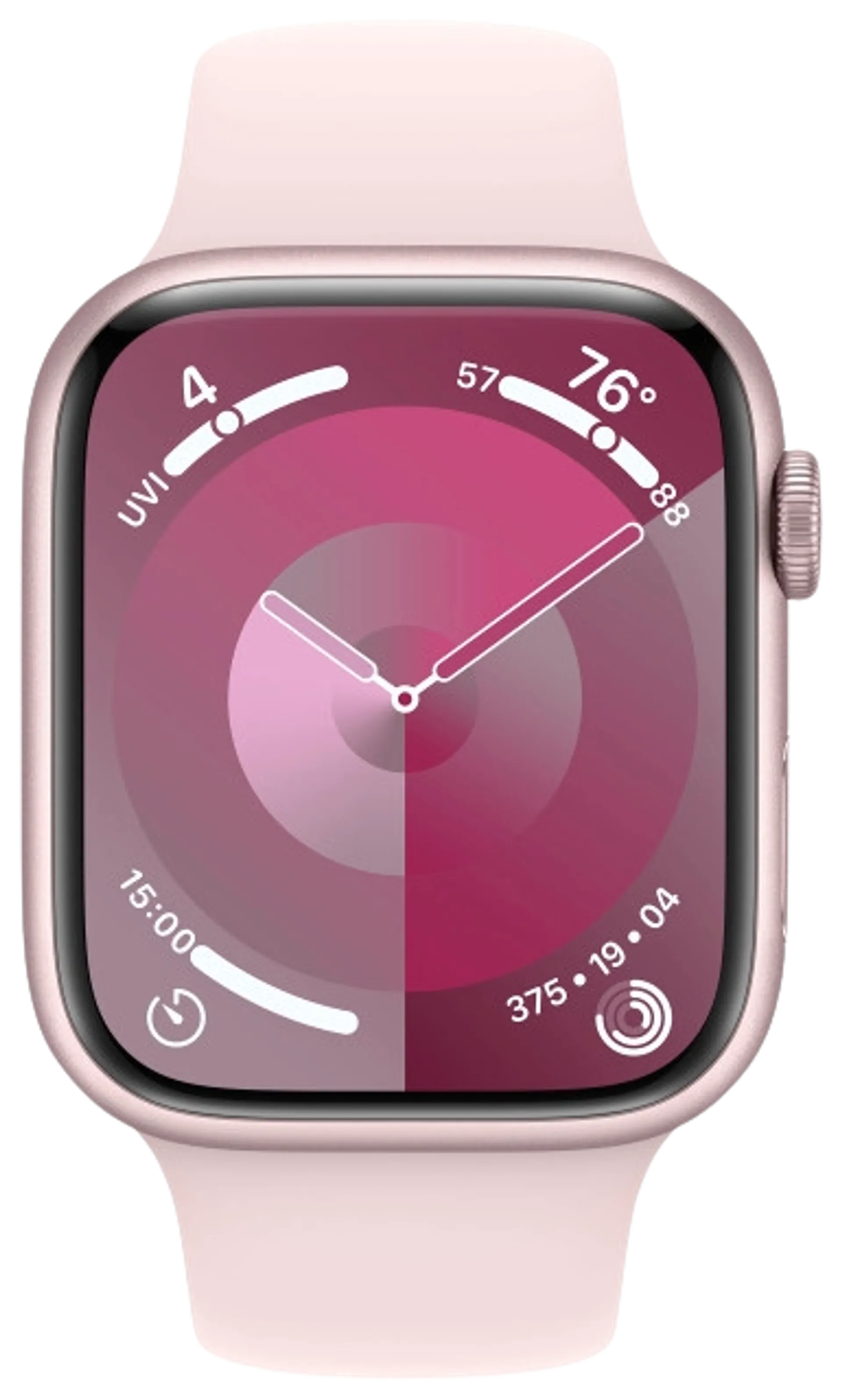 Apple watch Series 9 GPS 45mm pinkki alumiinikotelo vaaleanpunainen urheiluranneke - M/L MR9H3KS/A